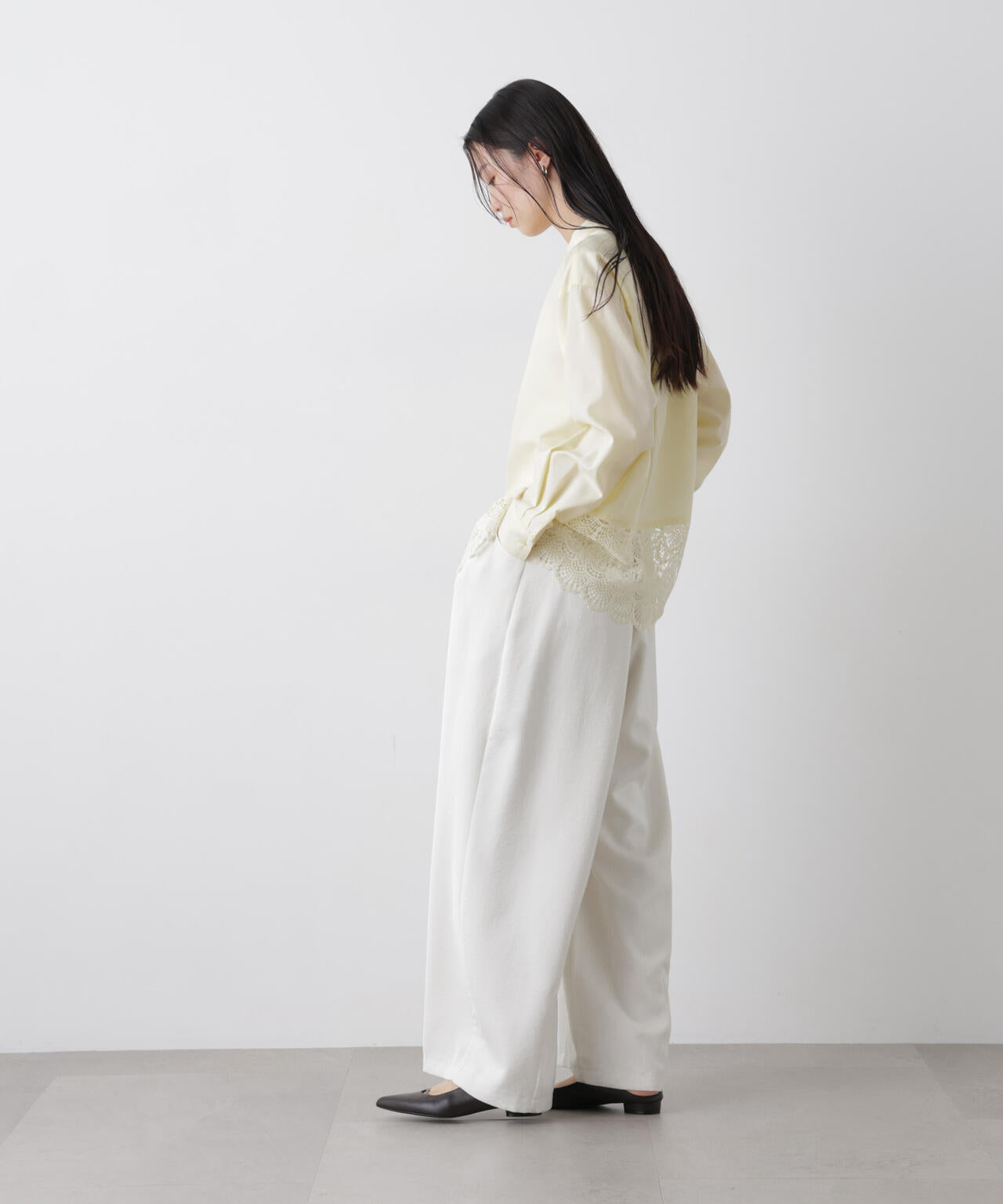 スカラレースコンビスタンドカラーシャツ 6736120310