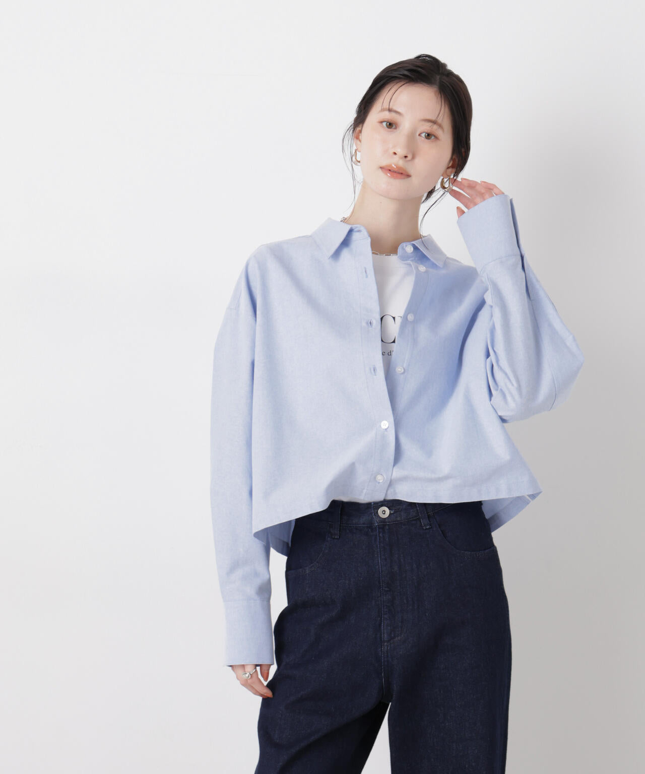 プラダ　ブルー　クロップドシャツ PRADA/プラダ_Women通販 | エンブロイダリー バティスト クロップド