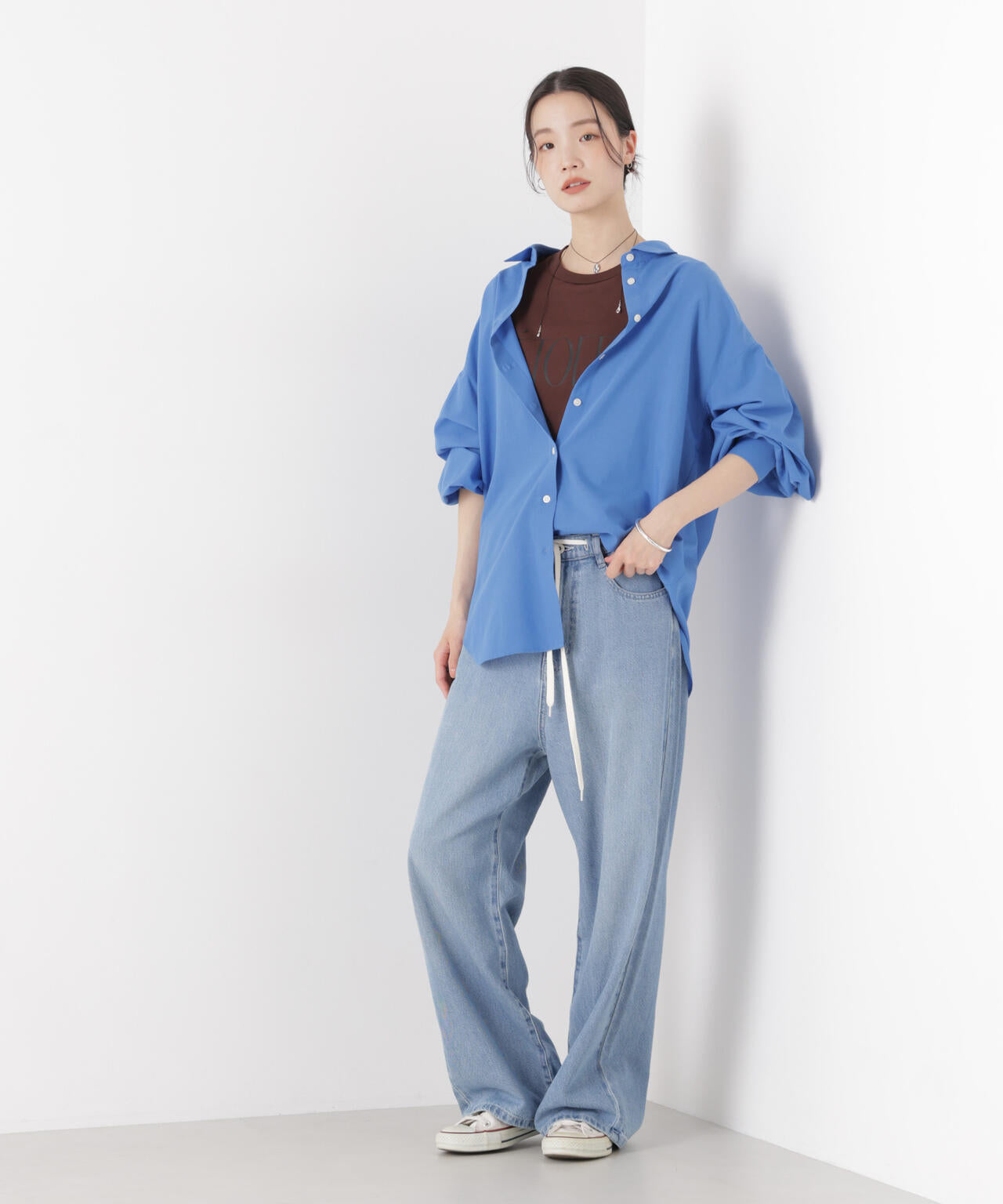 マシンウォッシャブルリネン混 ボリュームスリーブシャツ 6736120315