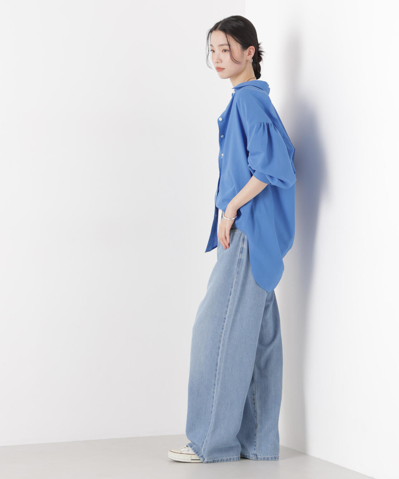 マシンウォッシャブルリネン混 ボリュームスリーブシャツ 6736120315