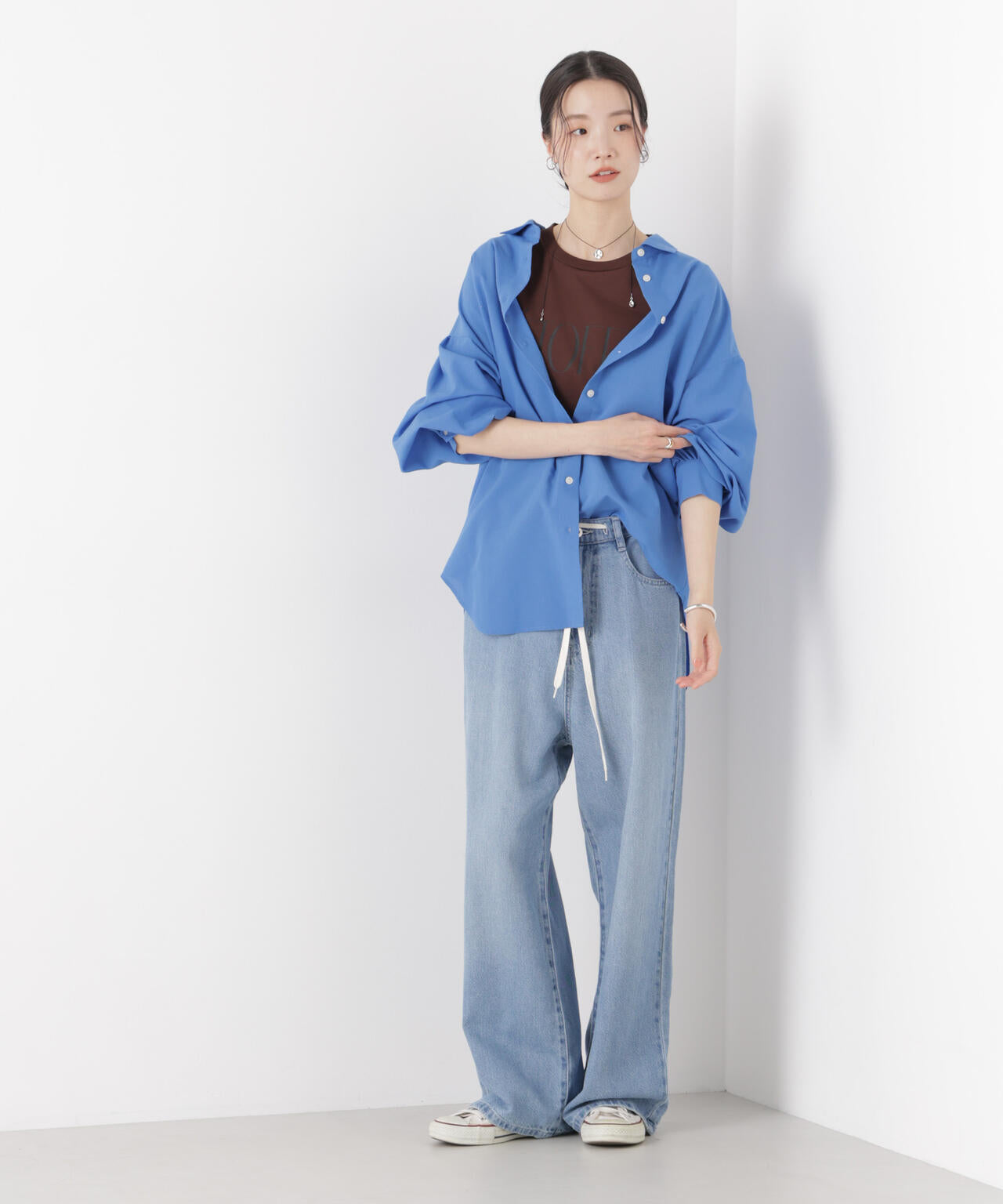 マシンウォッシャブルリネン混 ボリュームスリーブシャツ 6736120315