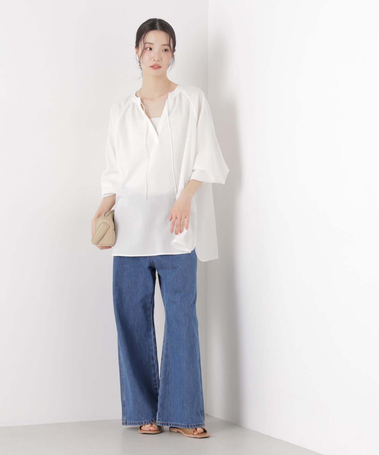 マシンウォッシャブルリネン混 ドルマンプルオーバーブラウス 6736120316