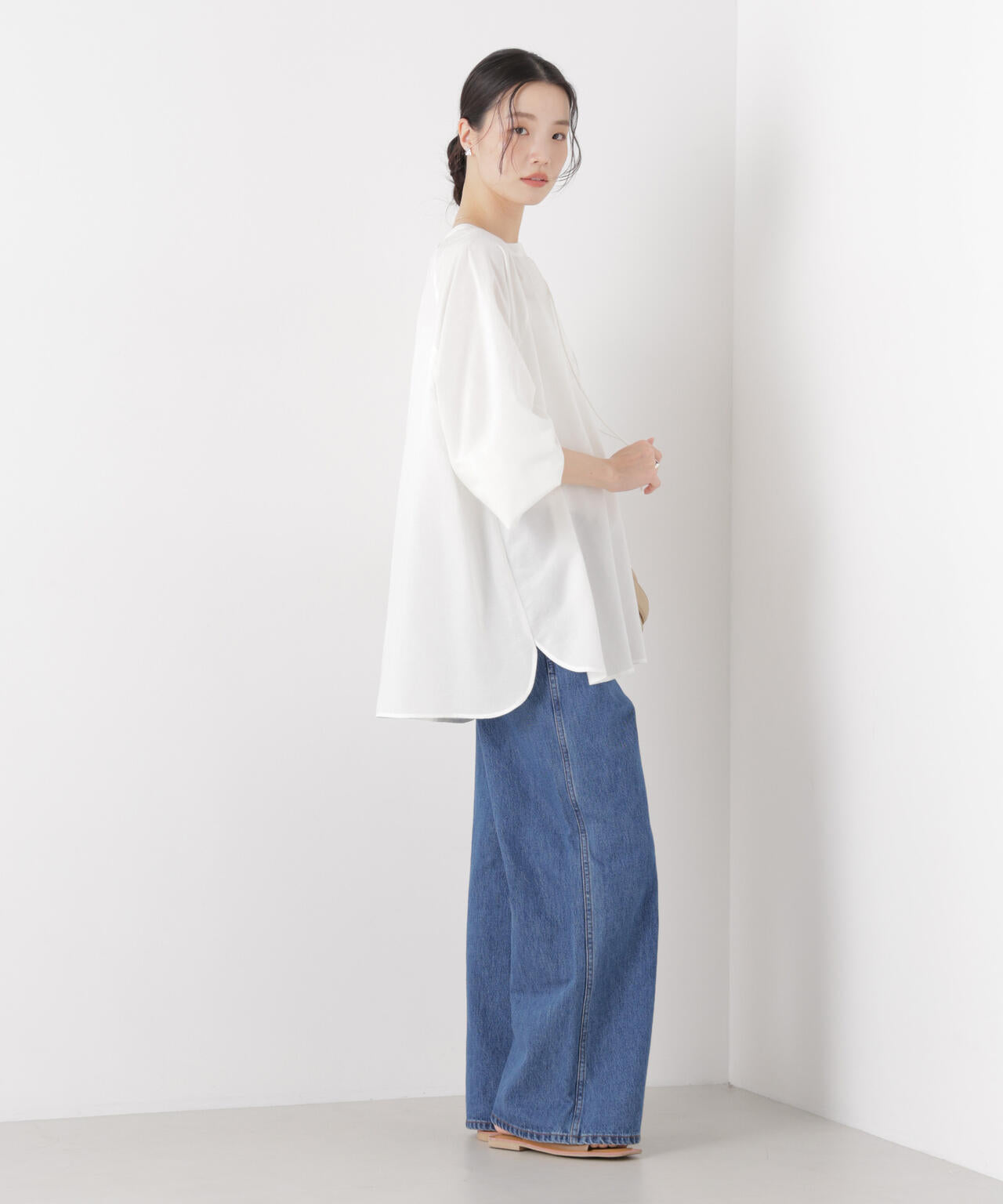 マシンウォッシャブルリネン混 ドルマンプルオーバーブラウス 6736120316