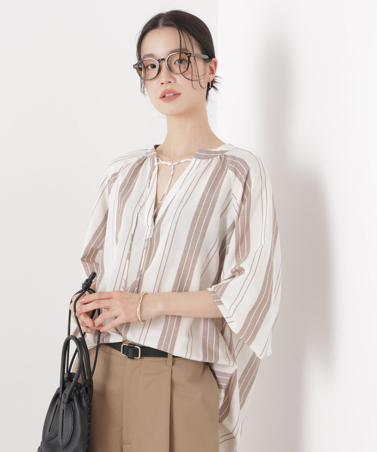 マシンウォッシャブルリネン混 ドルマンプルオーバーブラウス 6736120316