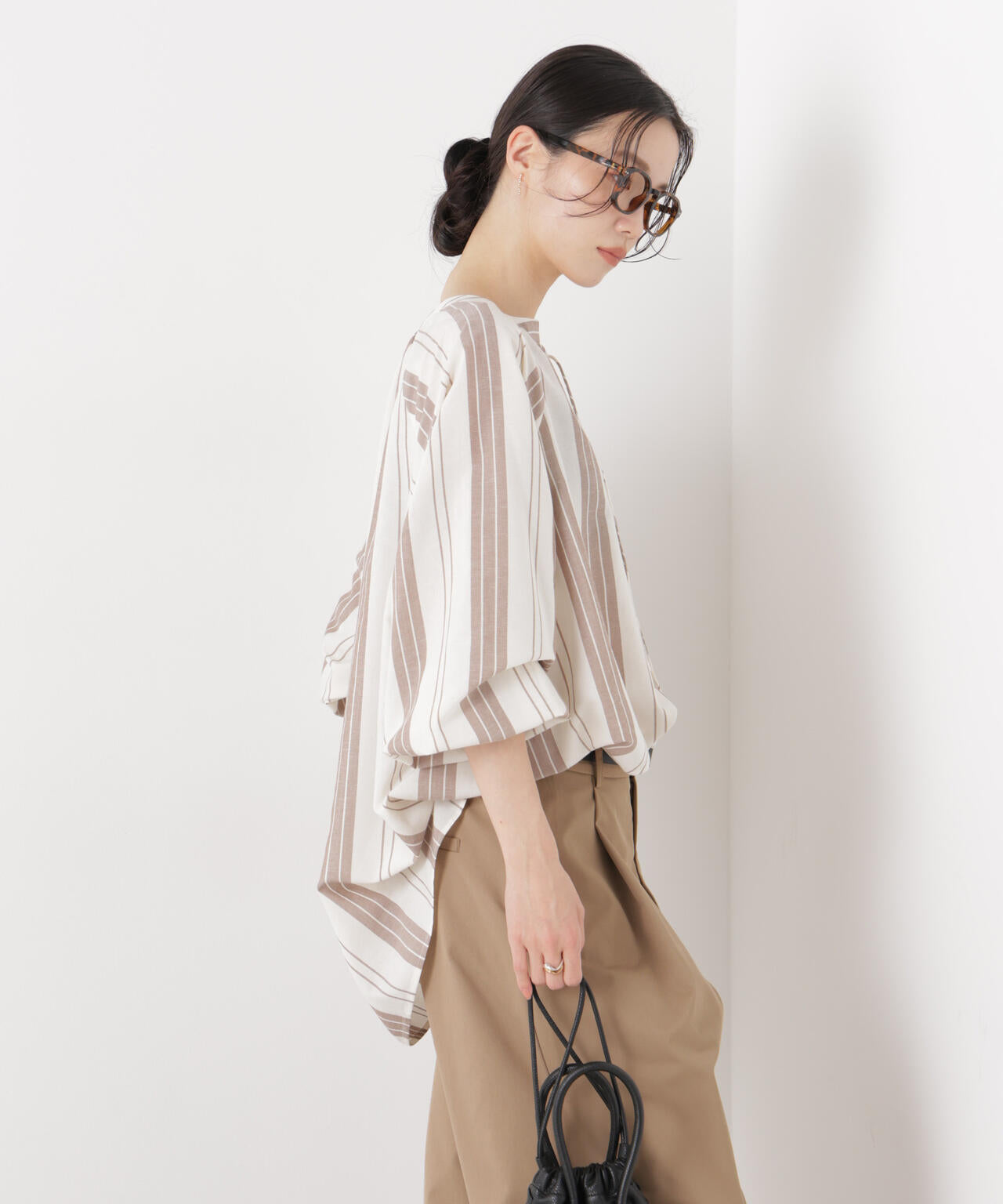 マシンウォッシャブルリネン混 ドルマンプルオーバーブラウス 6736120316