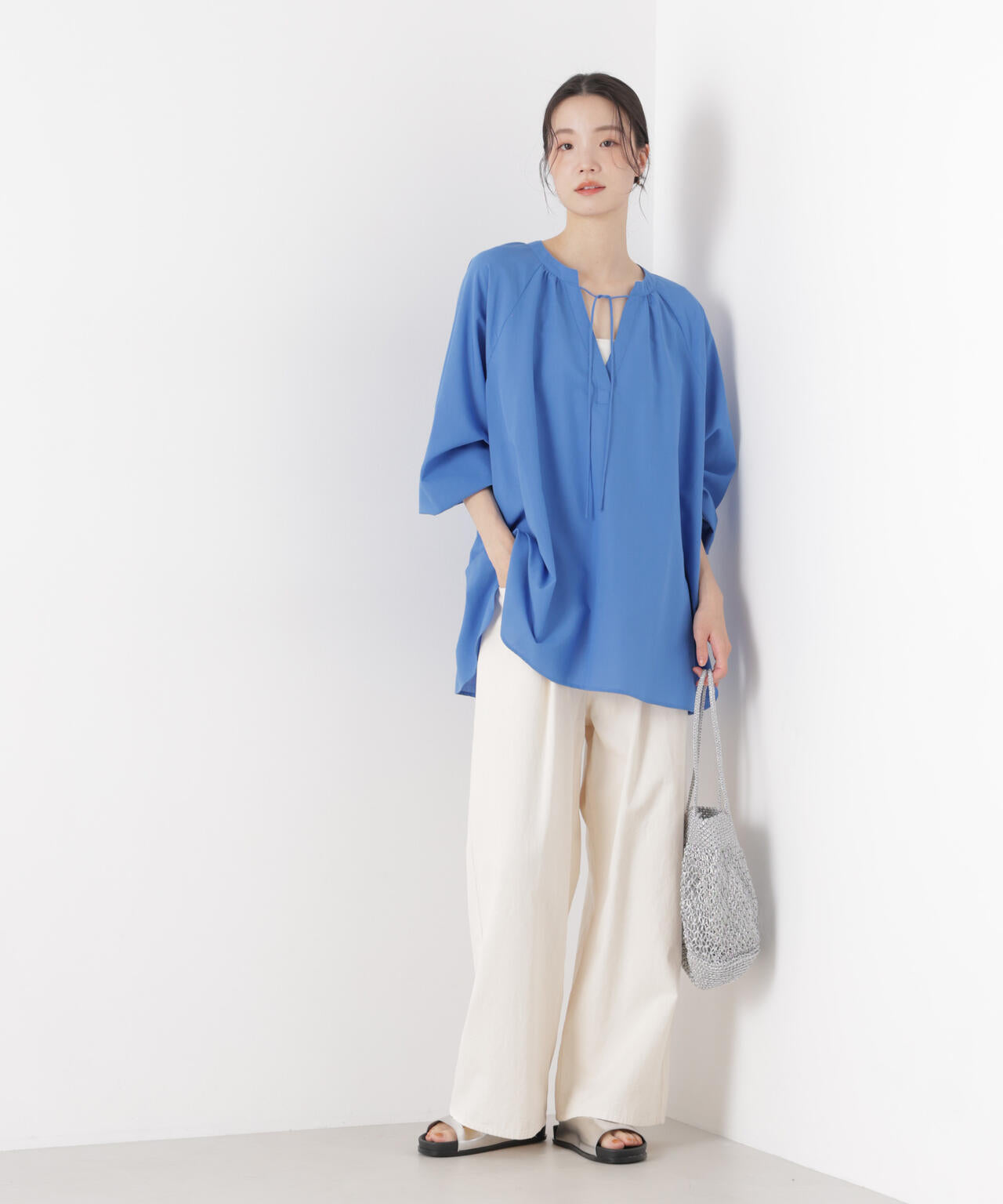 マシンウォッシャブルリネン混 ドルマンプルオーバーブラウス 6736120316