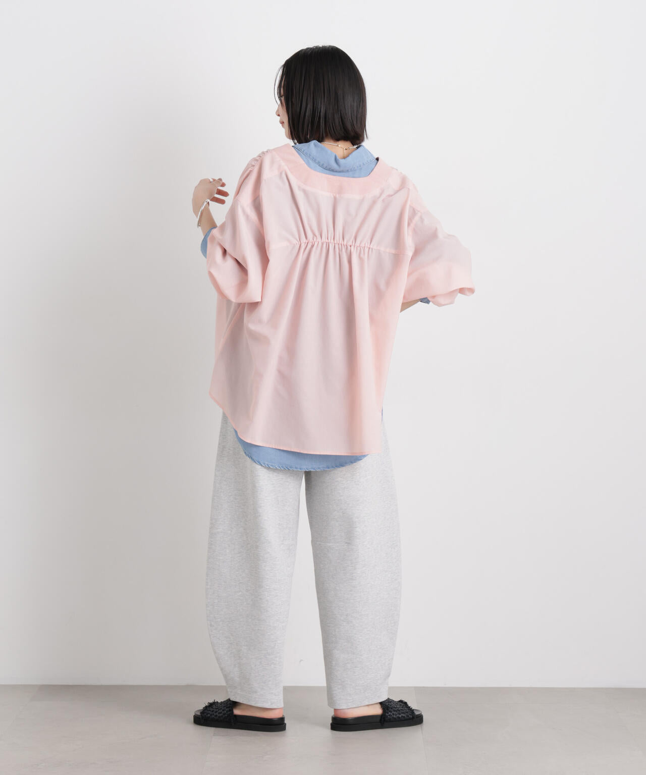 バックギャザーシアーシャツカーディガン 6736120319