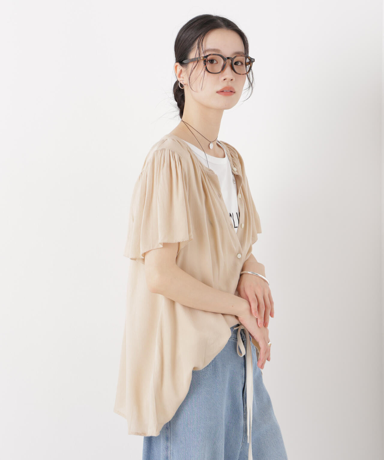 made in INDIA 前後2wayフレンチブラウス(セットアップ可) 6736121300