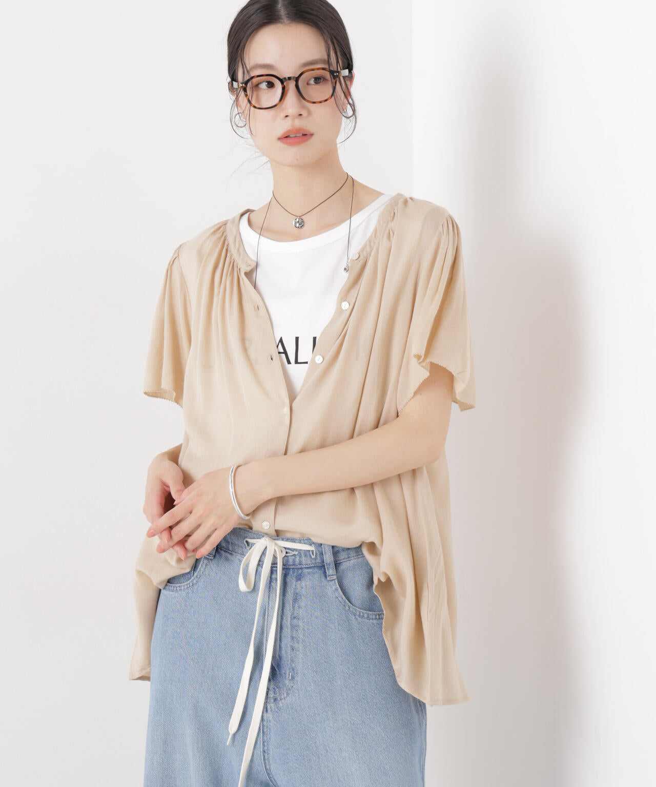 made in INDIA 前後2wayフレンチブラウス(セットアップ可) 6736121300