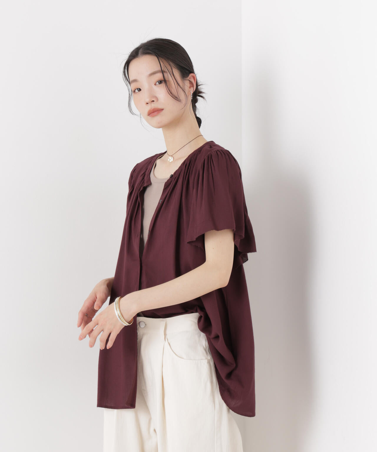 made in INDIA 前後2way フレンチ ブラウス ( セットアップ 可 )