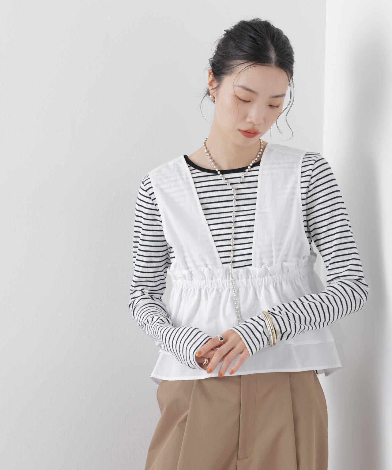 ノースリーブギャザーフレアビスチェ