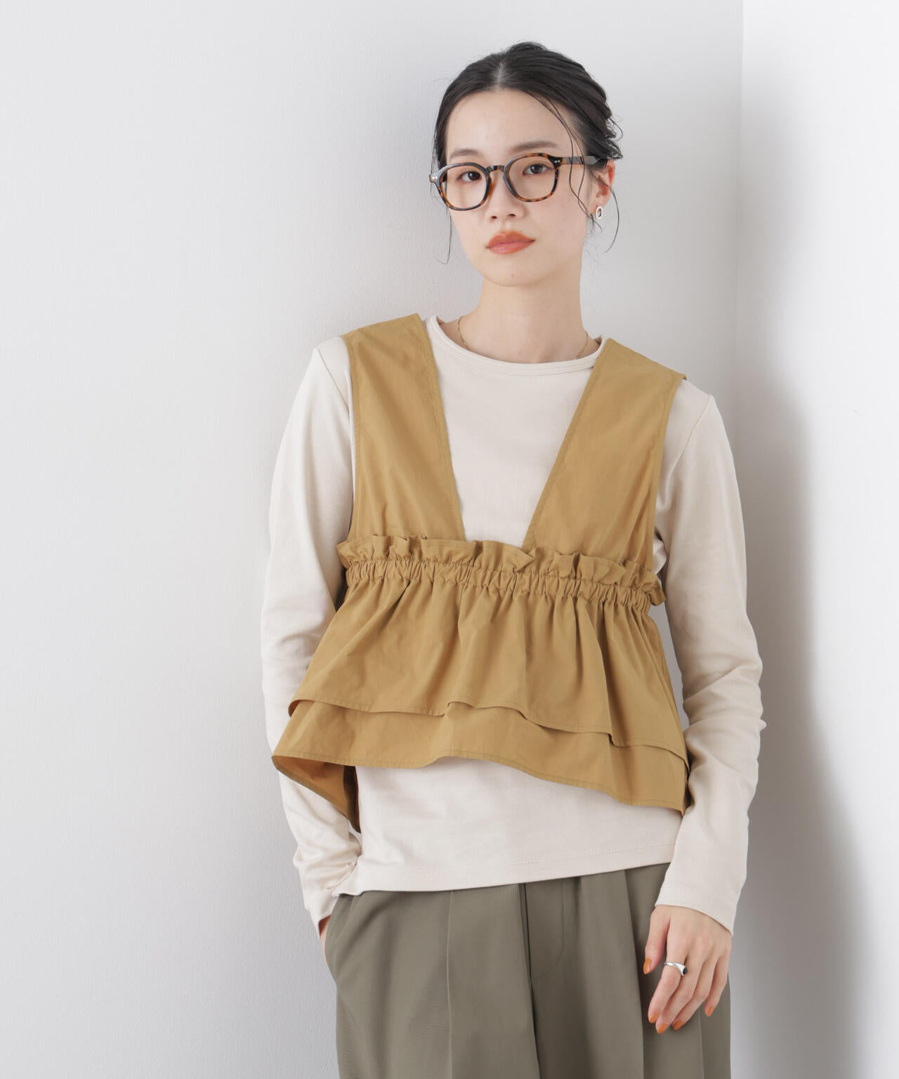 ノースリーブギャザーフレアビスチェ