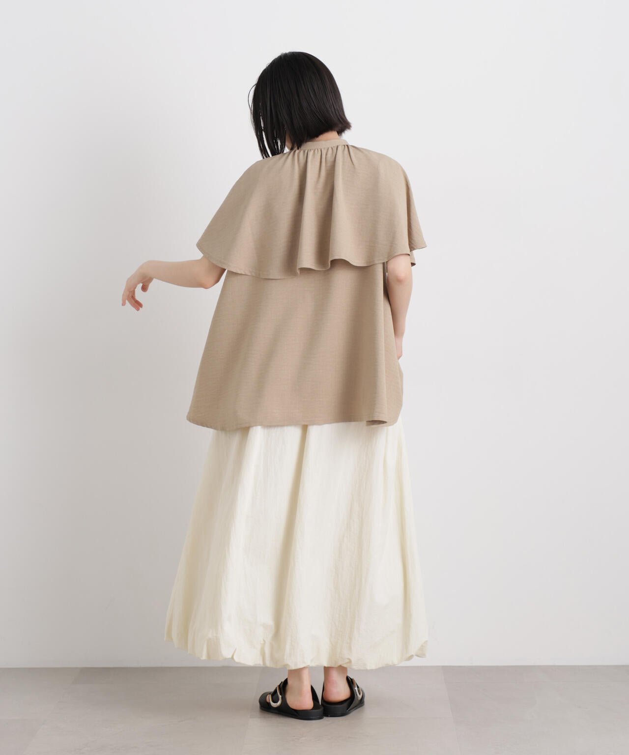 多機能リネンライクケープカラーセットデザインブラウス 6736121307