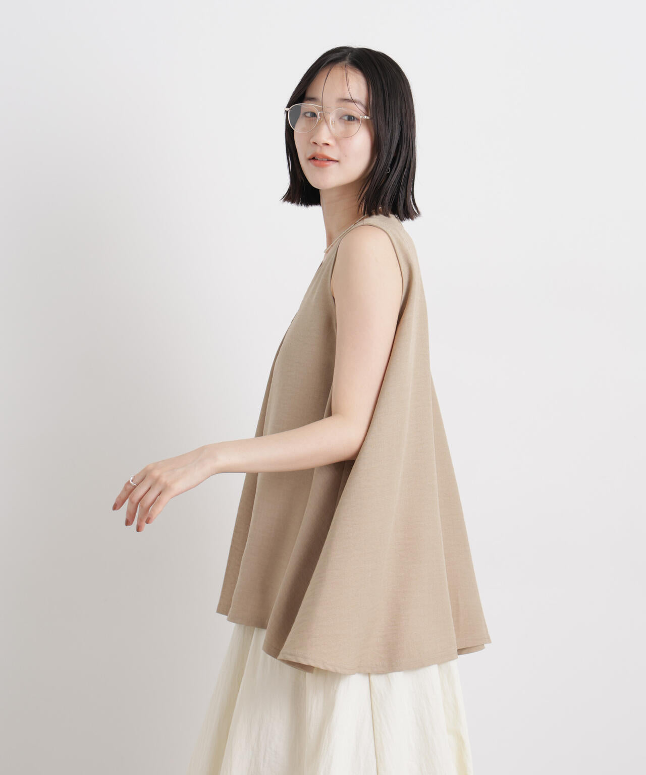 多機能リネンライクケープカラーセットデザインブラウス 6736121307