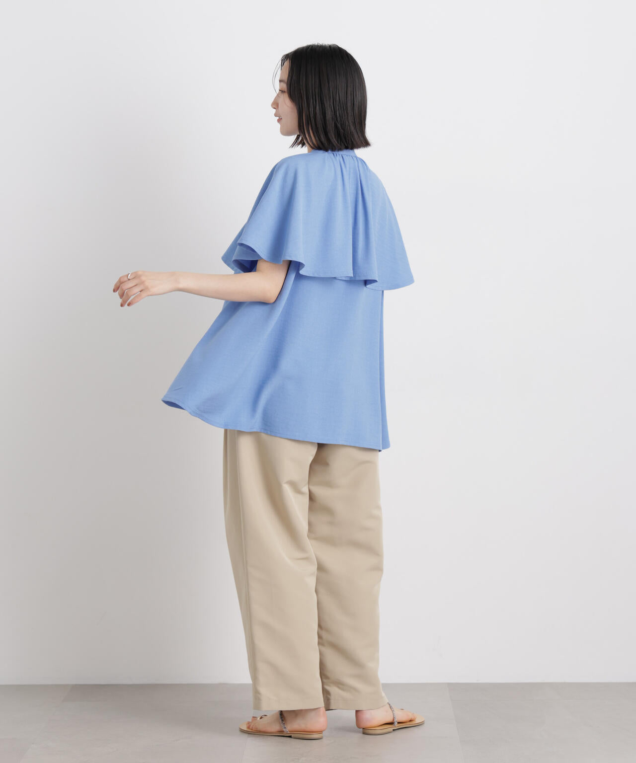 多機能リネンライクケープカラーセットデザインブラウス 6736121307