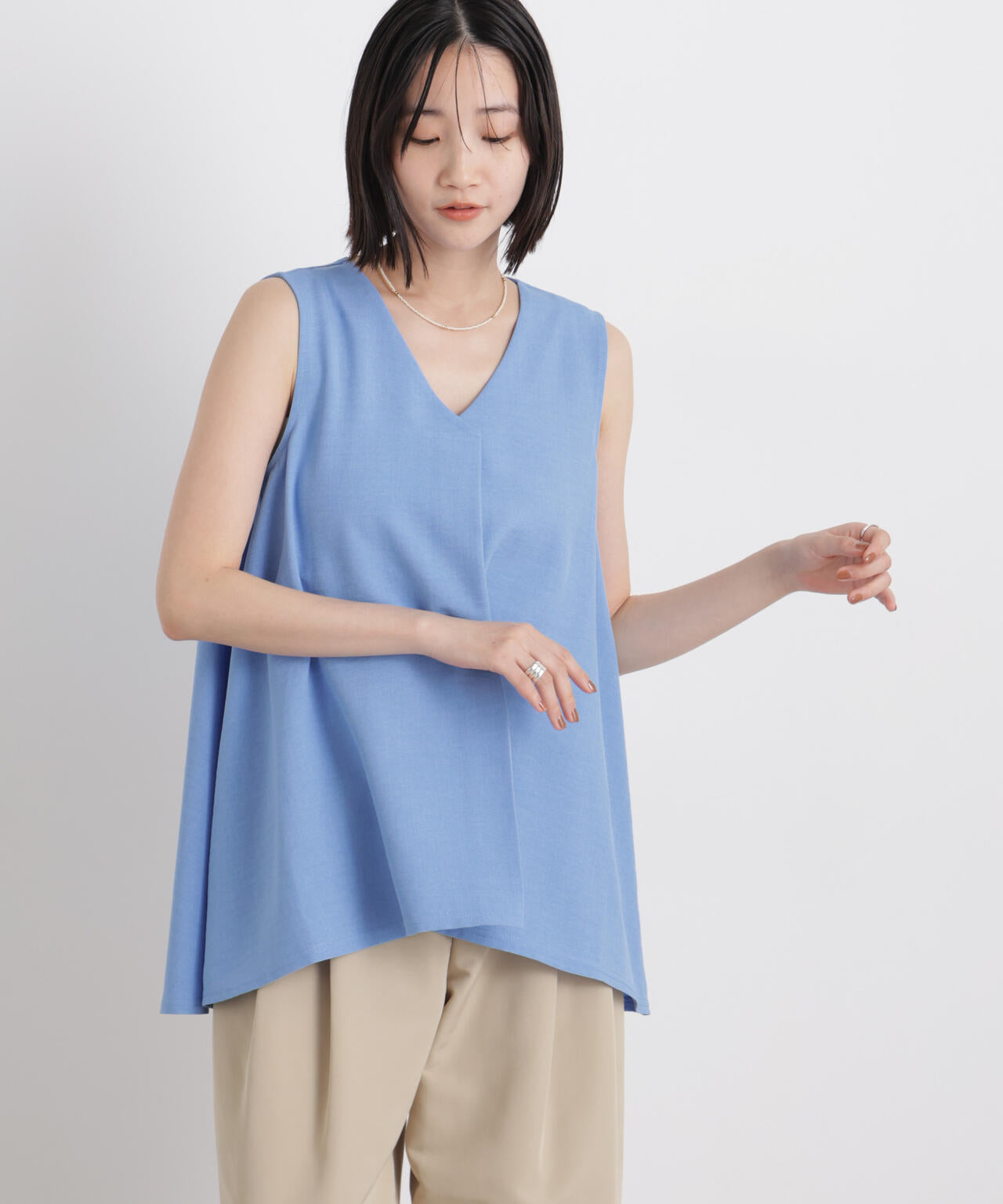 多機能リネンライクケープカラーセットデザインブラウス 6736121307