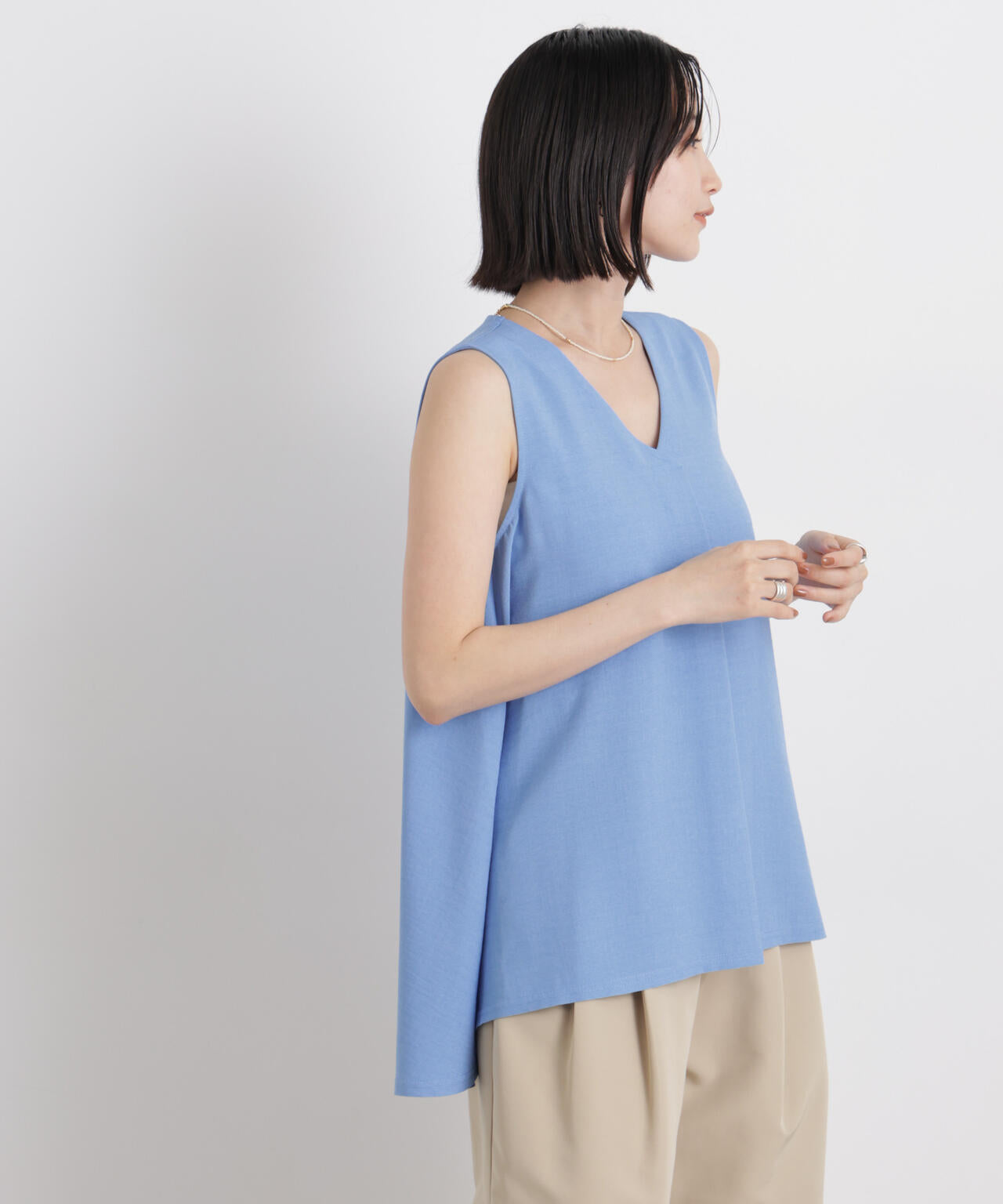 多機能リネンライクケープカラーセットデザインブラウス 6736121307