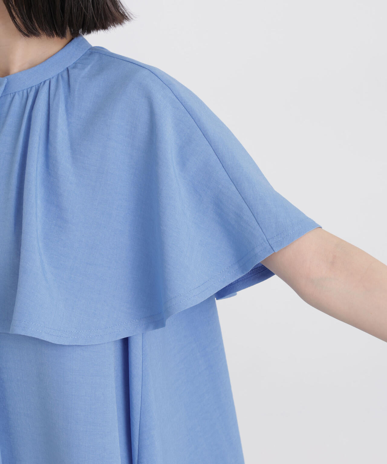 多機能リネンライクケープカラーセットデザインブラウス 6736121307