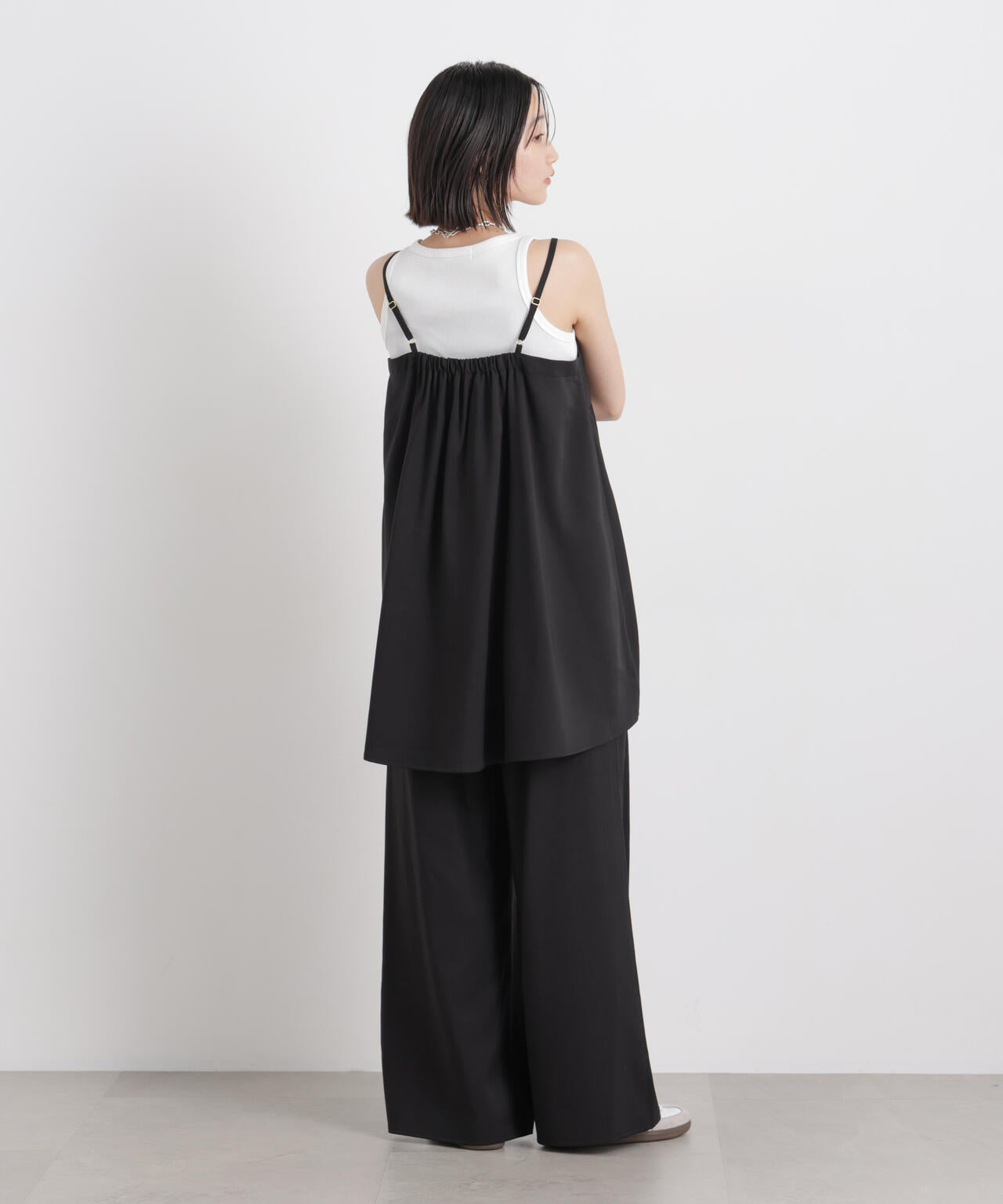 微光沢ツイル前後2wayリボンキャミソール(セットアップ可) 6736121308