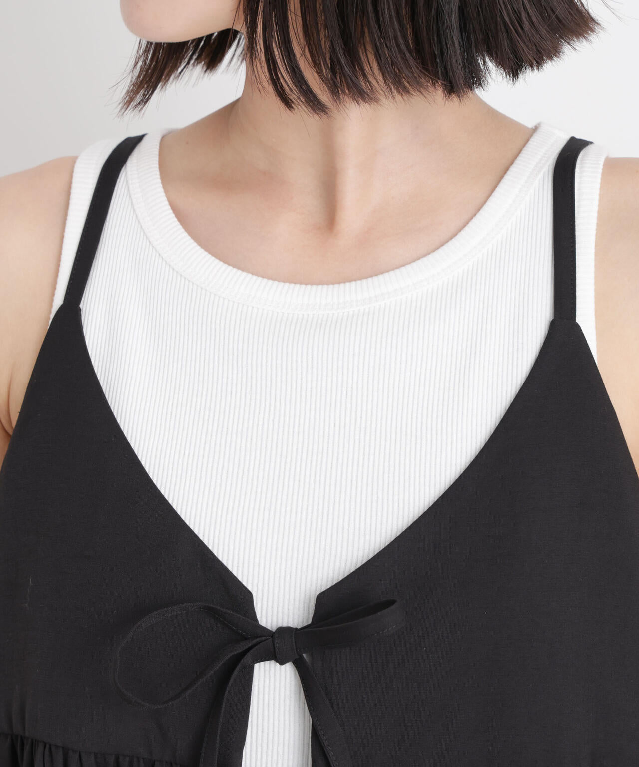 微光沢ツイル前後2wayリボンキャミソール(セットアップ可) 6736121308