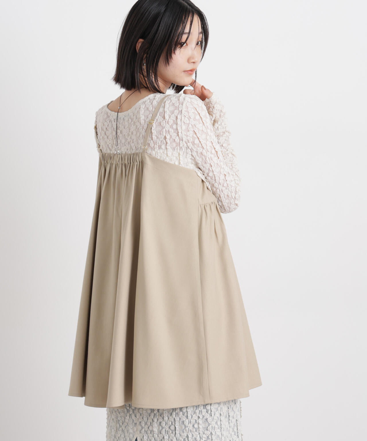 微光沢ツイル前後2wayリボンキャミソール(セットアップ可) 6736121308