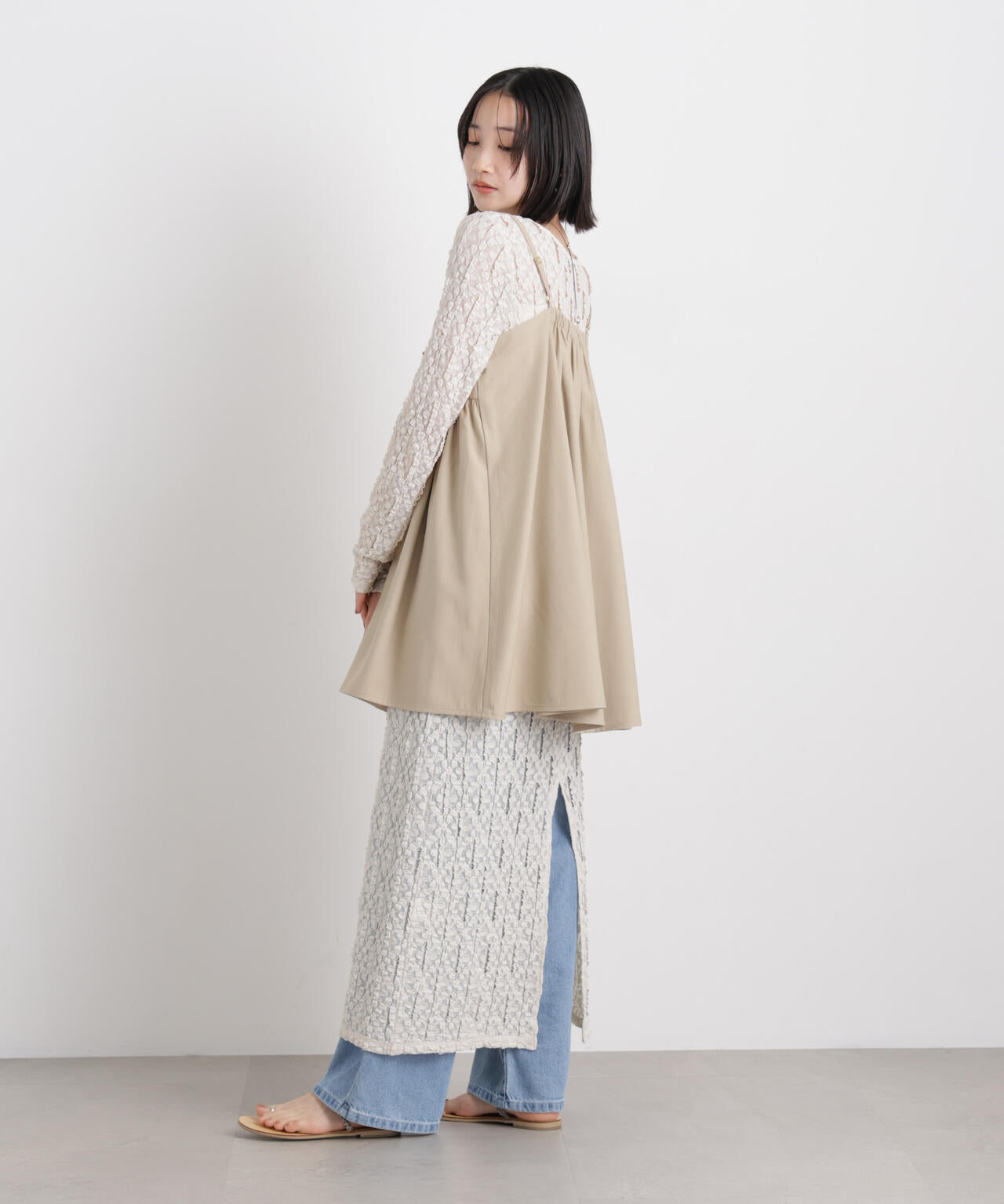 微光沢ツイル前後2wayリボンキャミソール(セットアップ可) 6736121308