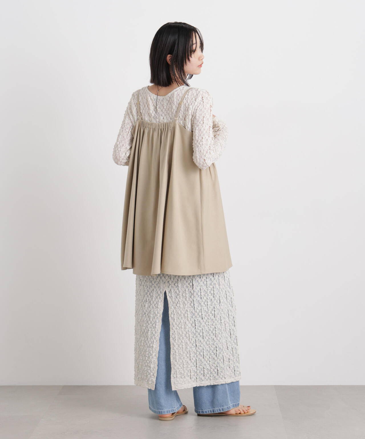 微光沢ツイル前後2wayリボンキャミソール(セットアップ可) 6736121308