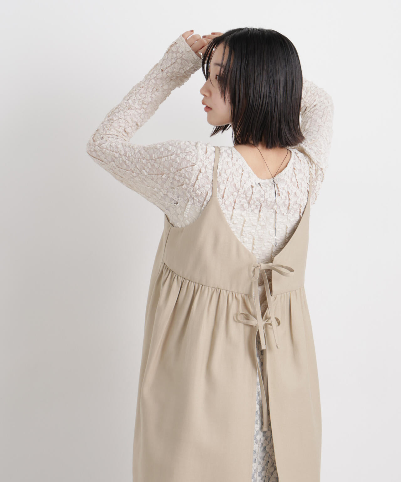 微光沢ツイル前後2wayリボンキャミソール(セットアップ可) 6736121308