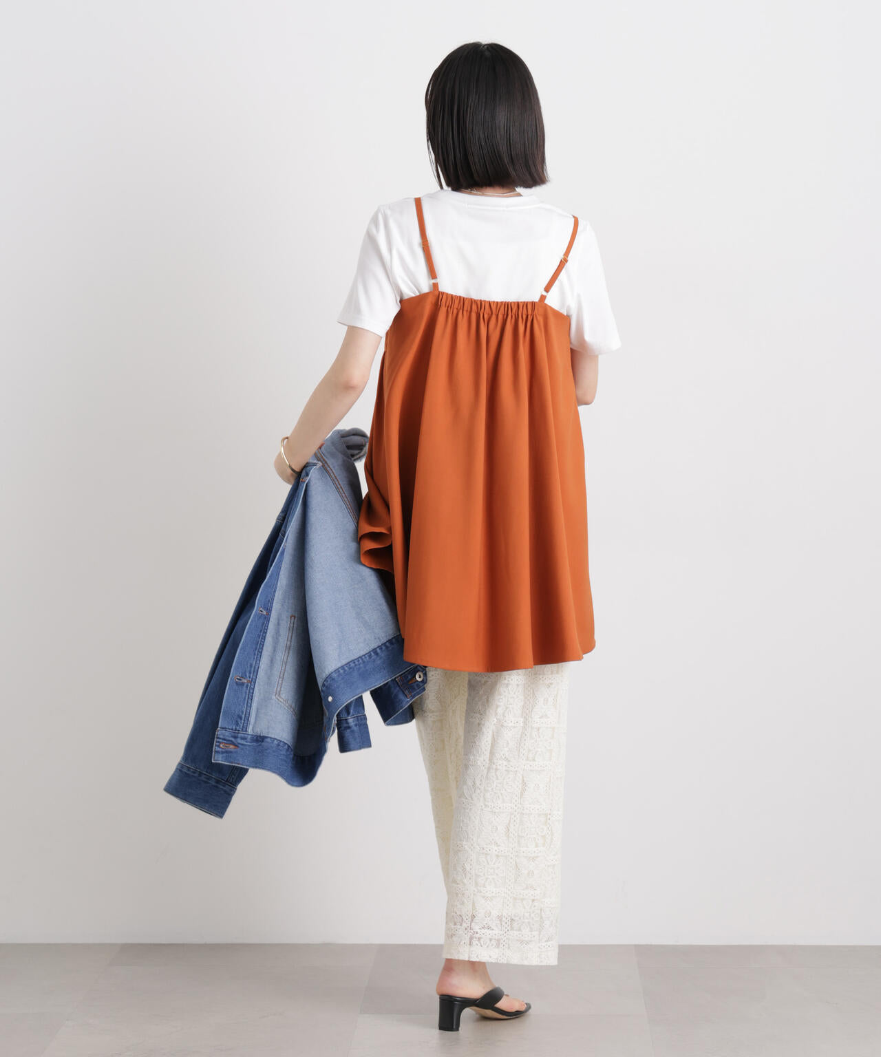 微光沢ツイル前後2wayリボンキャミソール(セットアップ可) 6736121308