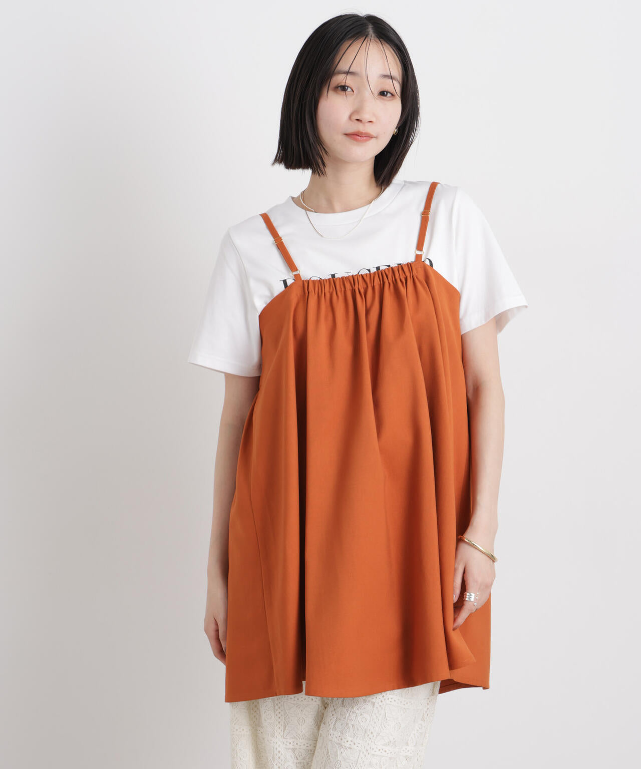 微光沢ツイル前後2wayリボンキャミソール(セットアップ可) 6736121308