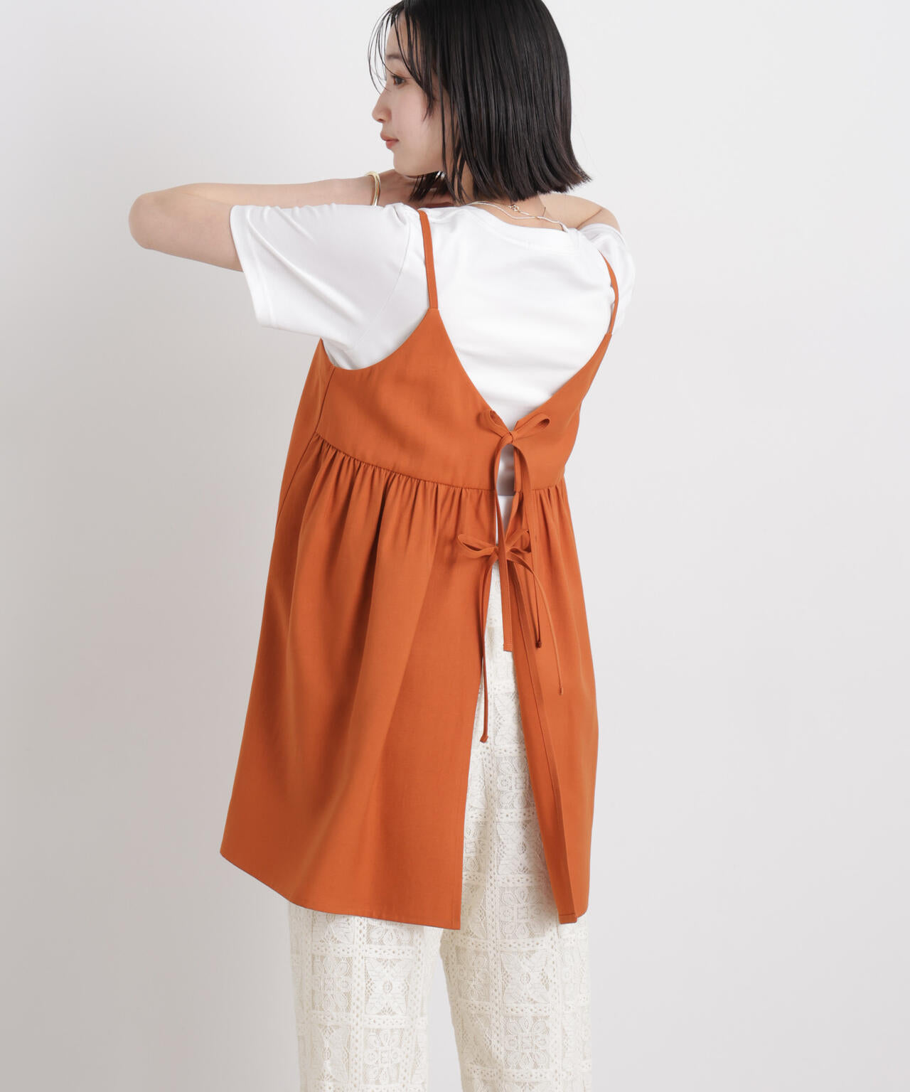 微光沢ツイル前後2wayリボンキャミソール(セットアップ可) 6736121308