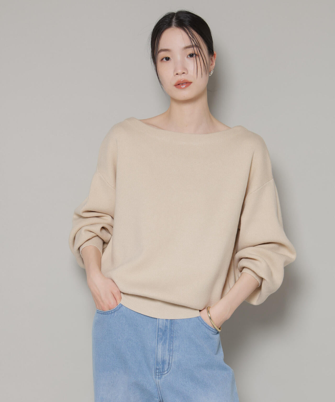 前後2wayセンターパール釦プルオーバーニット 6736122301