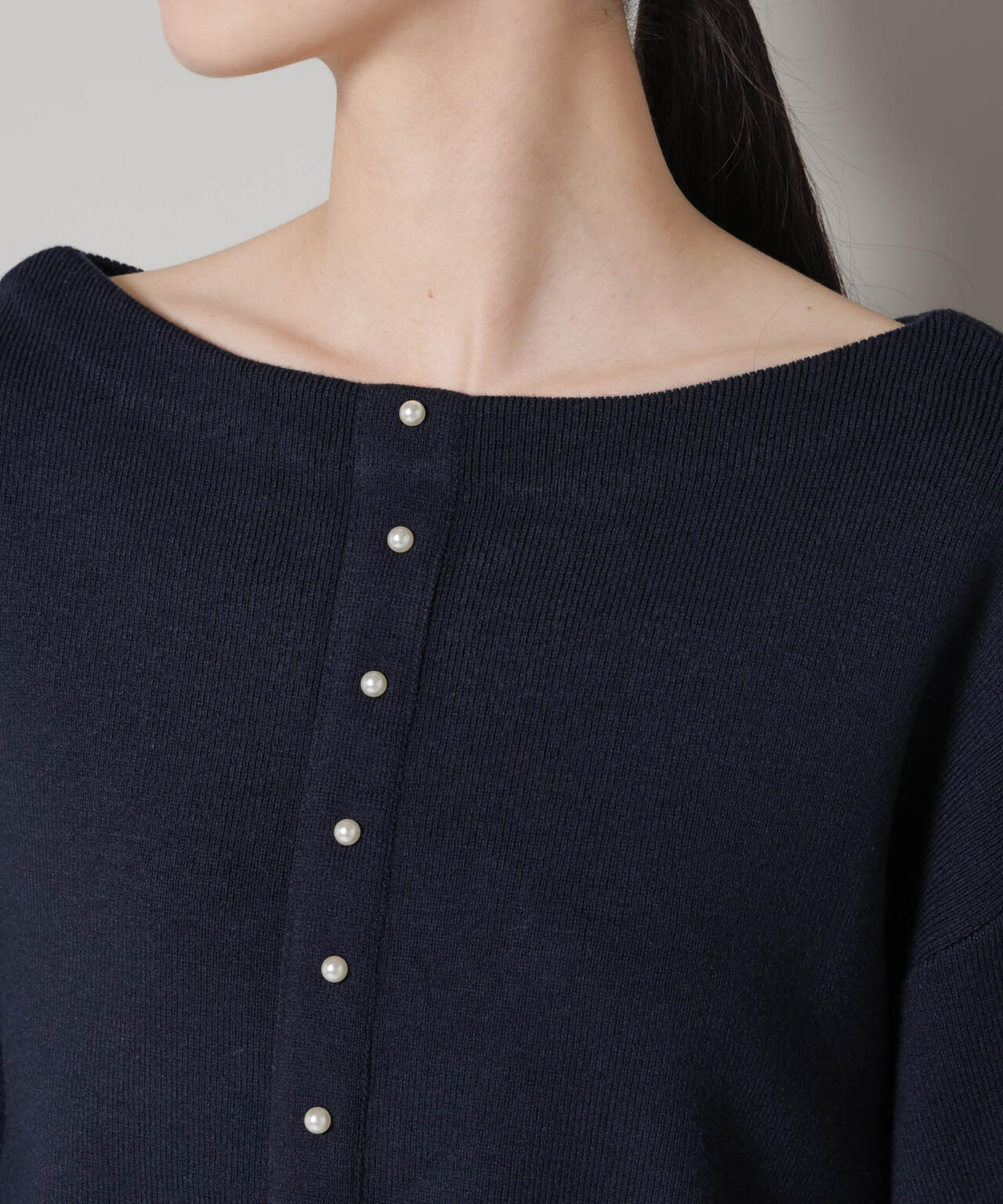 前後2wayセンターパール釦プルオーバーニット 6736122301