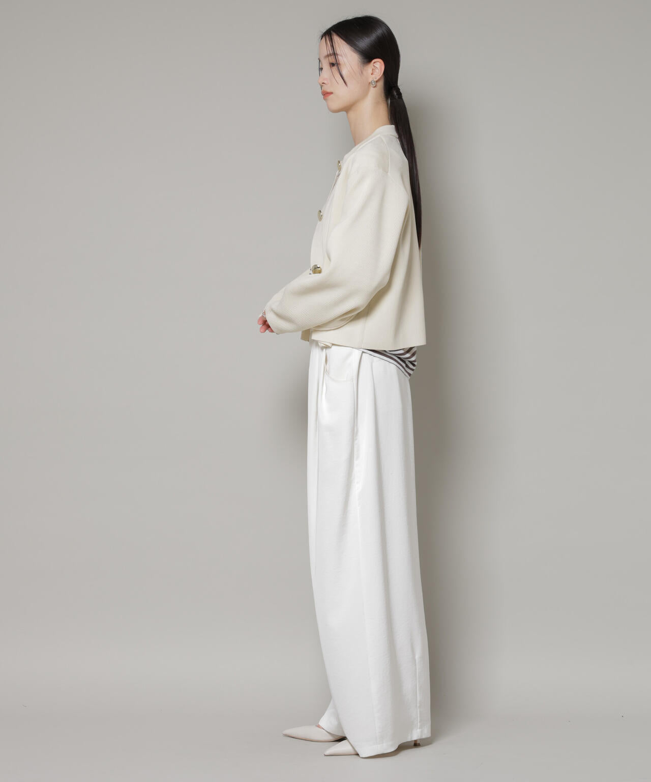 ビッグボタンクルーネックニットカーディガン 6736122302