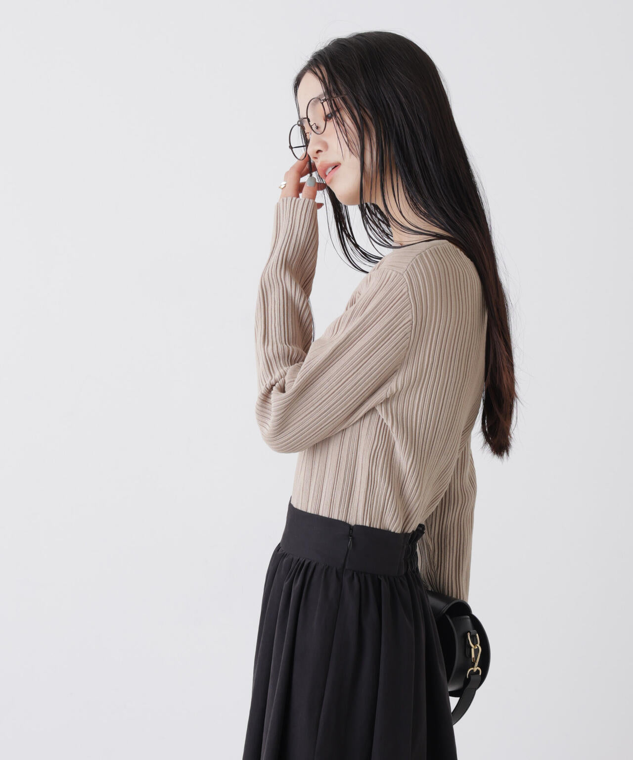 プリーツニット ボートネック トップス ( セットアップ 可)