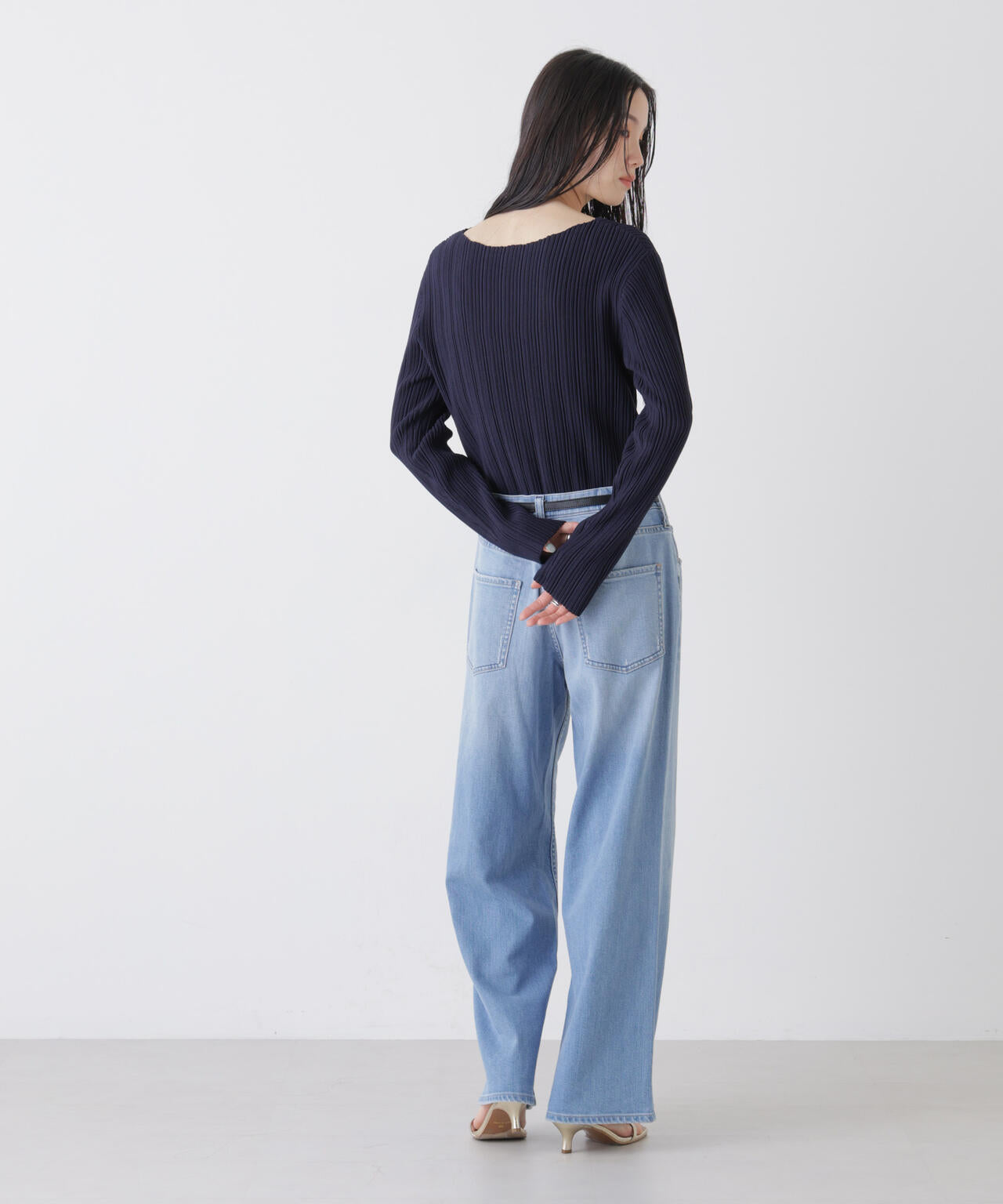 プリーツニットボートネックトップス(セットアップ可) 6736122303