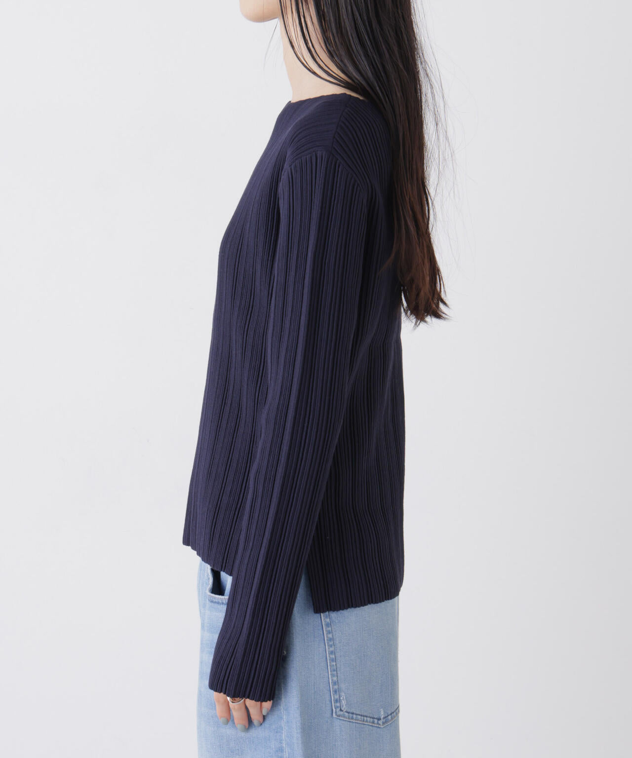 プリーツニットボートネックトップス(セットアップ可) 6736122303