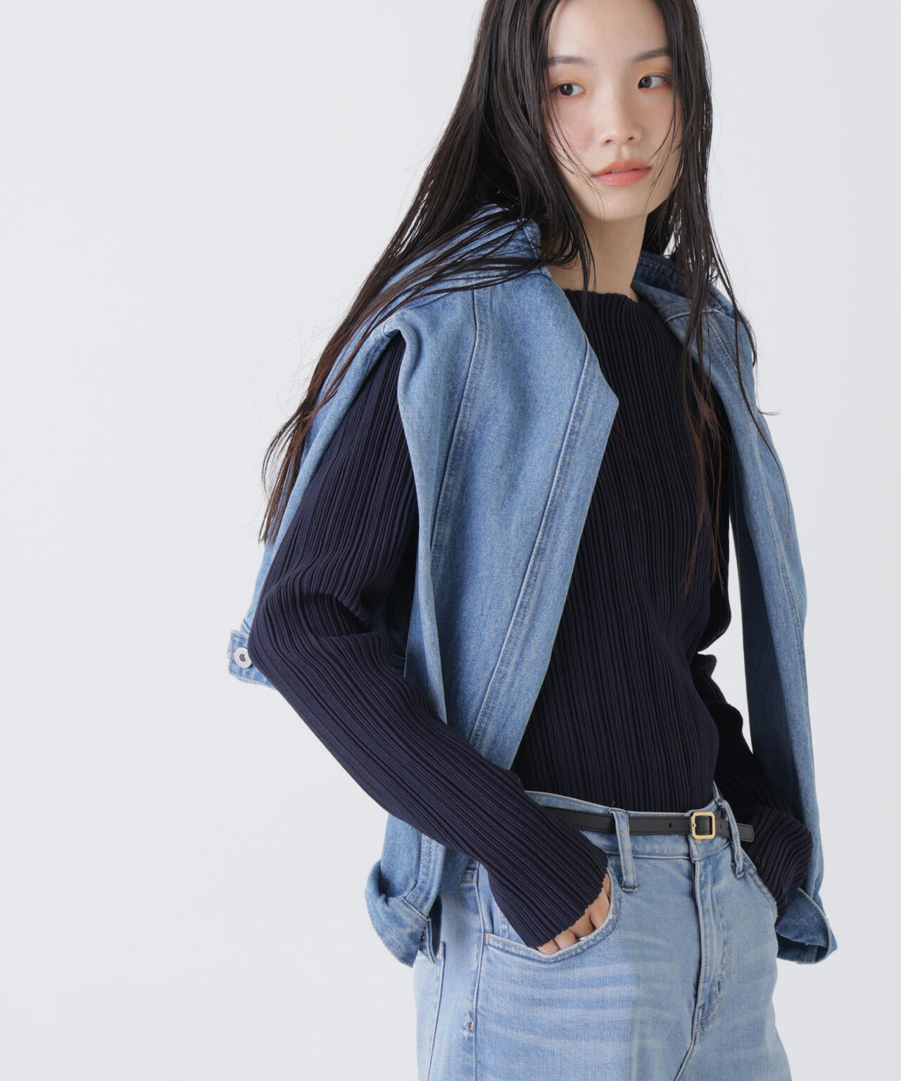 プリーツニットボートネックトップス(セットアップ可) 6736122303