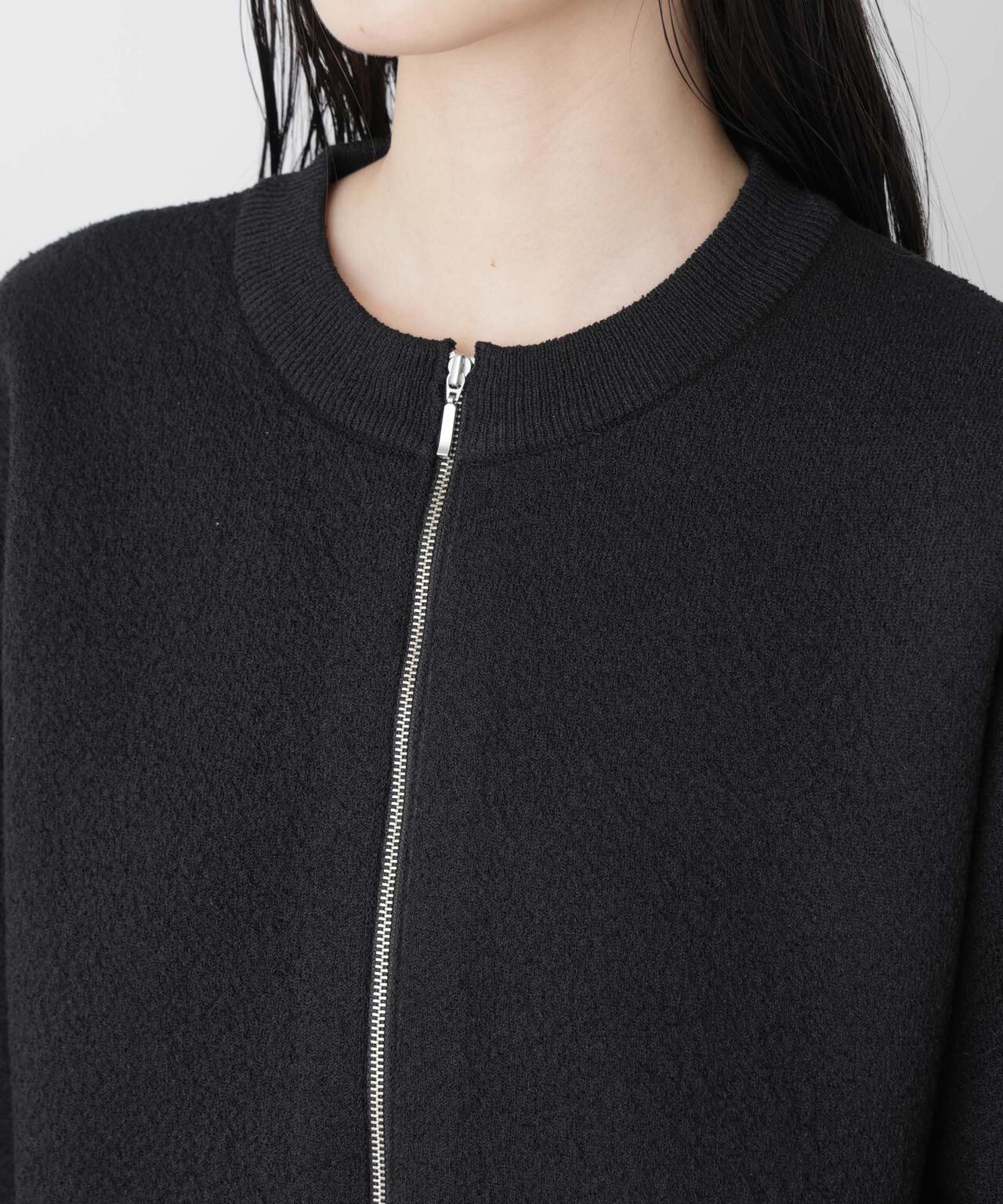 梨地ダブルフェイスジップアップニット 6736122306