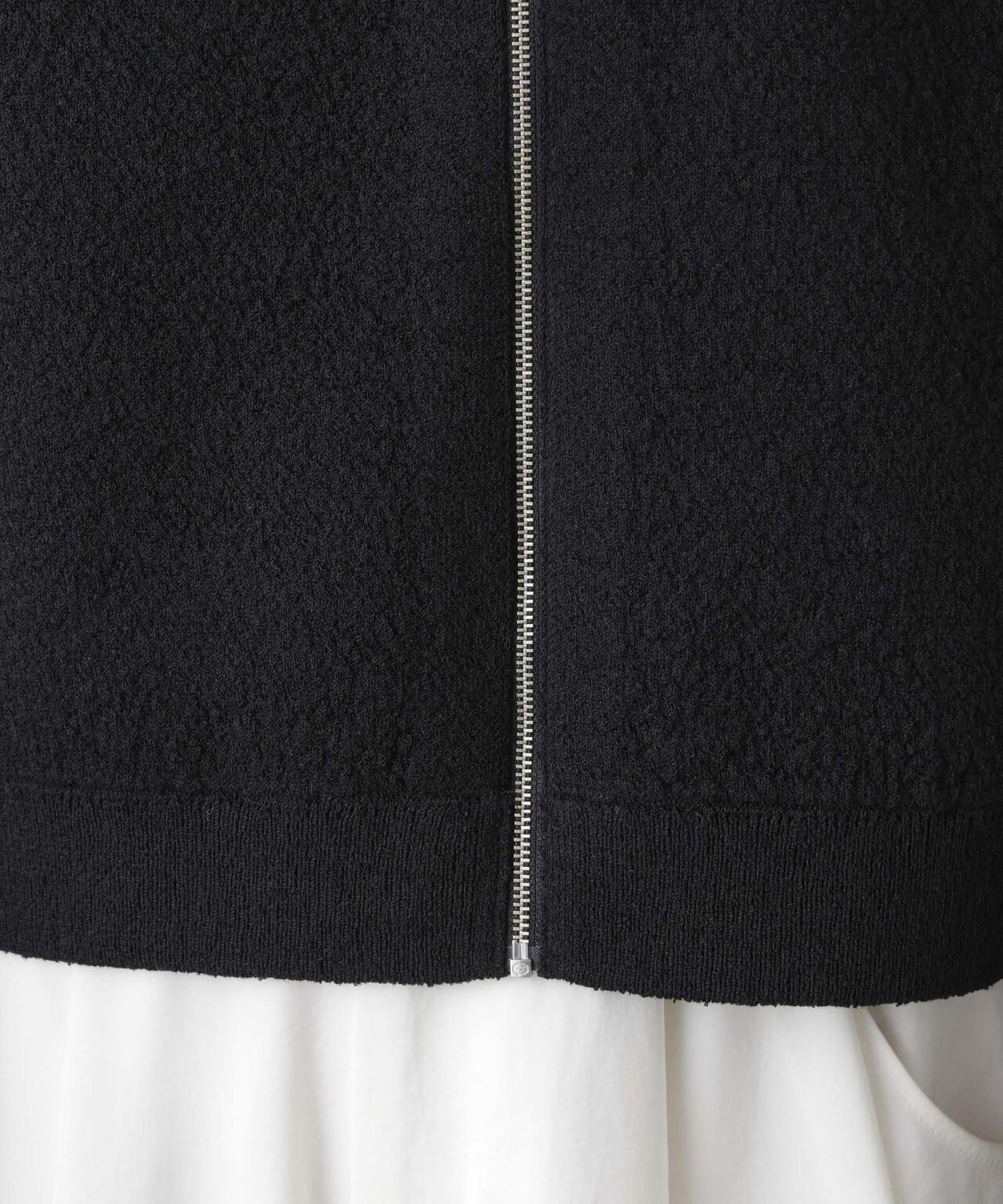 梨地ダブルフェイスジップアップニット 6736122306