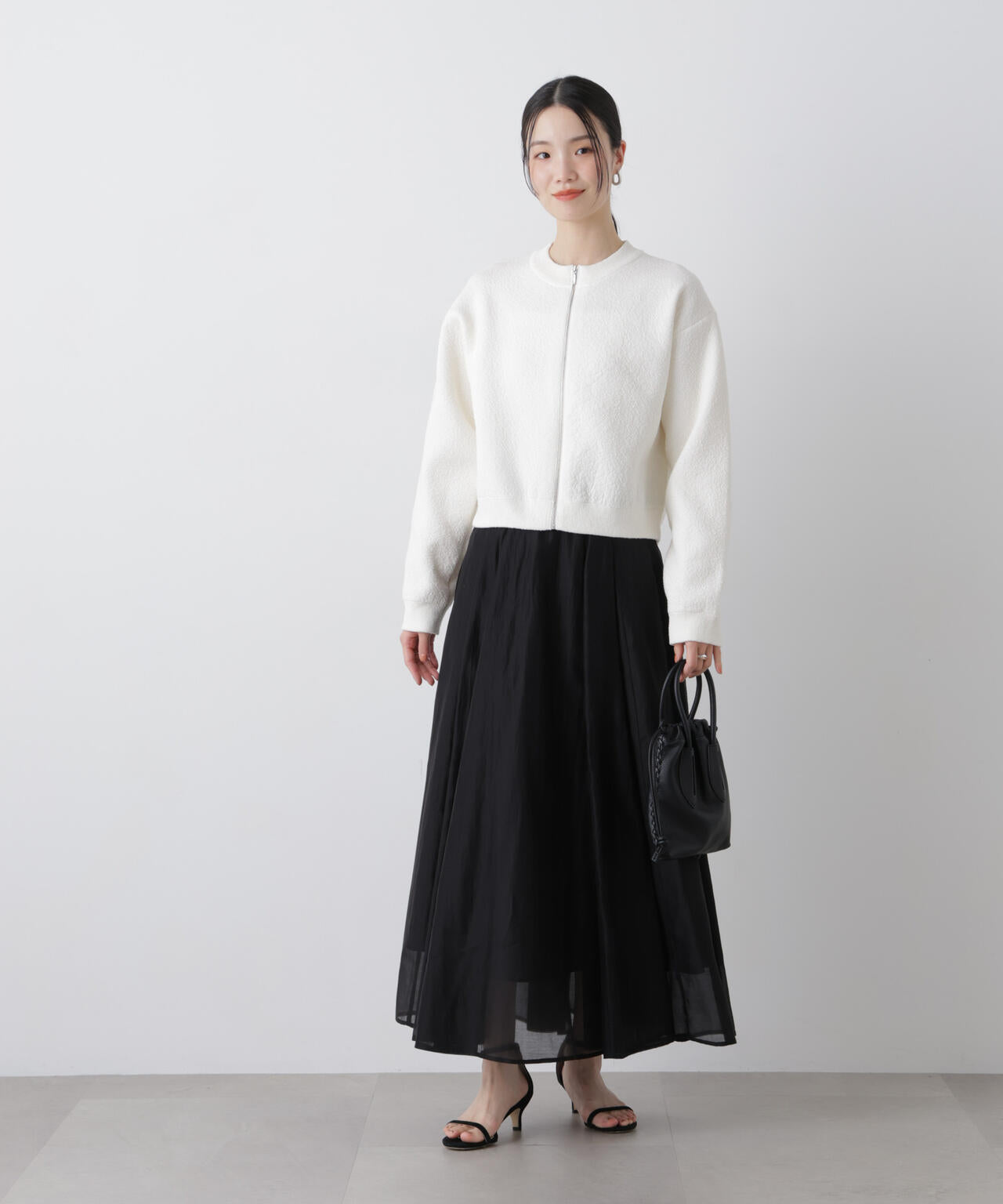 梨地ダブルフェイスジップアップニット 6736122306