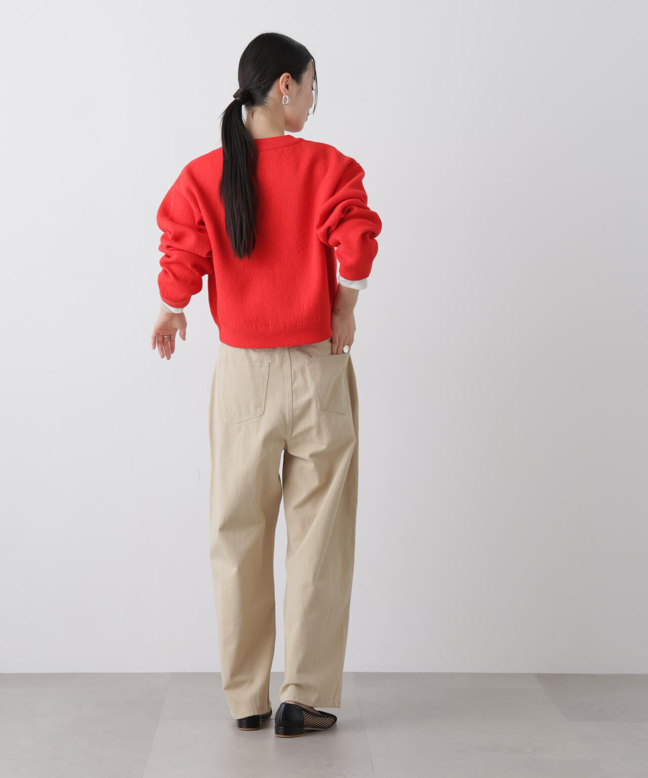 梨地ダブルフェイスジップアップニット 6736122306