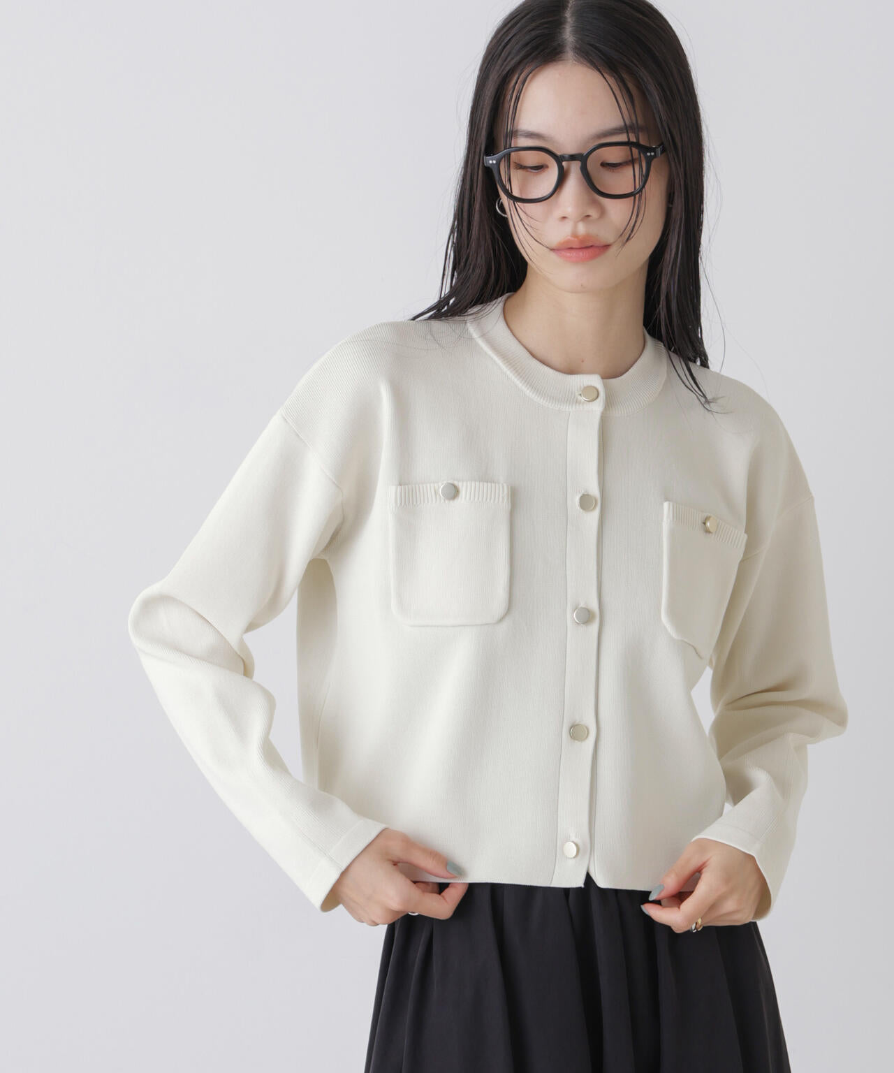 洗濯機洗可UVカット総針ニットカーディガン 6736122307