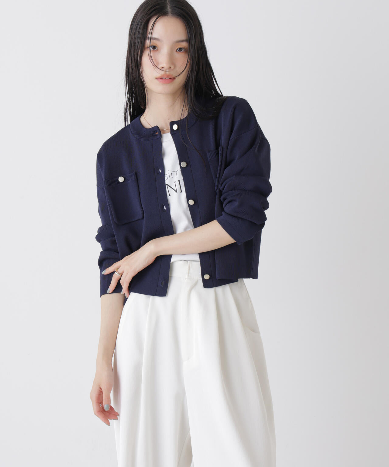 洗濯機洗可UVカット総針ニットカーディガン 6736122307