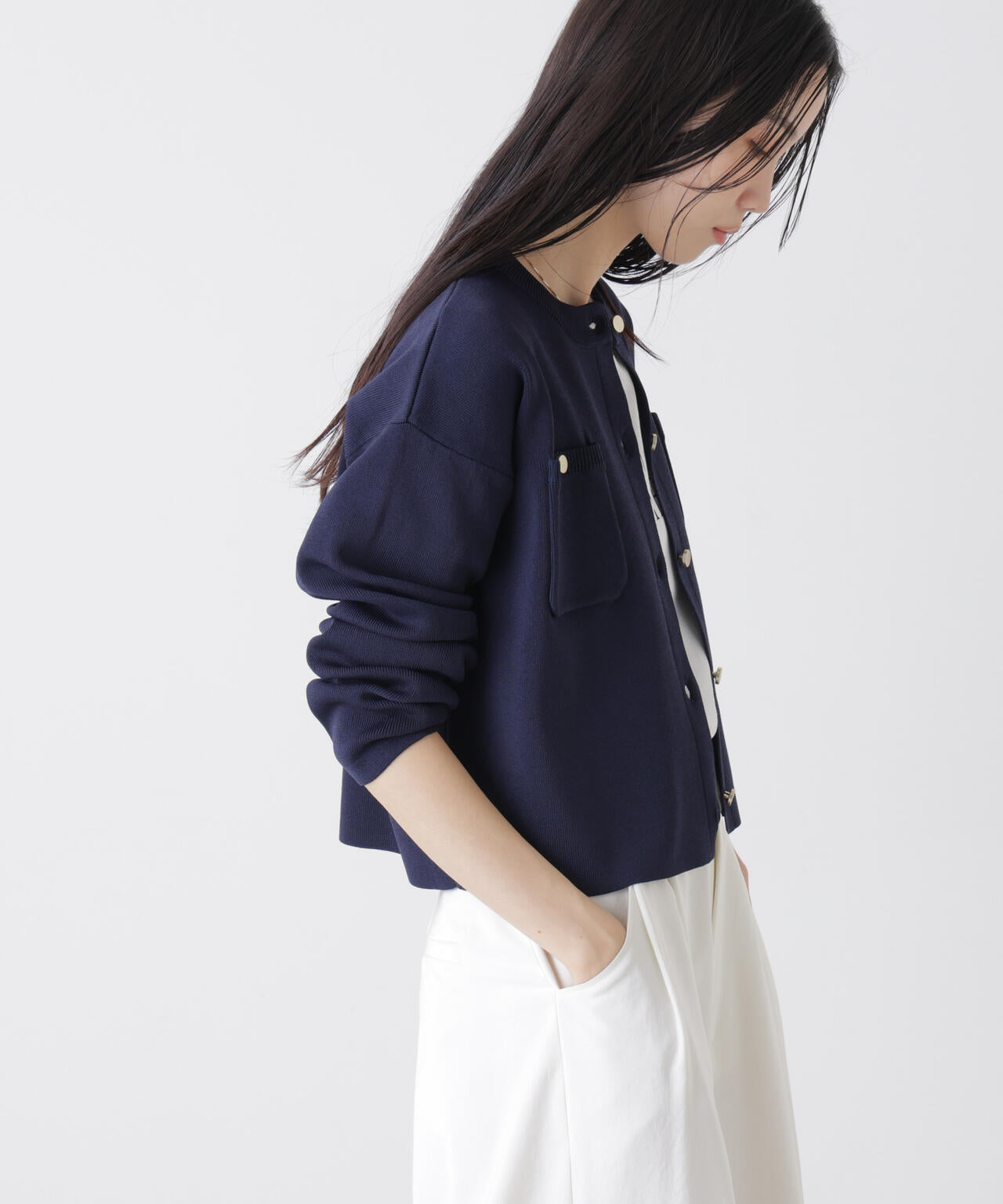 洗濯機洗可UVカット総針ニットカーディガン 6736122307