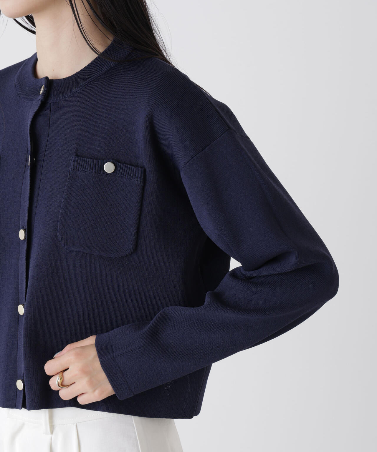 洗濯機洗可UVカット総針ニットカーディガン 6736122307