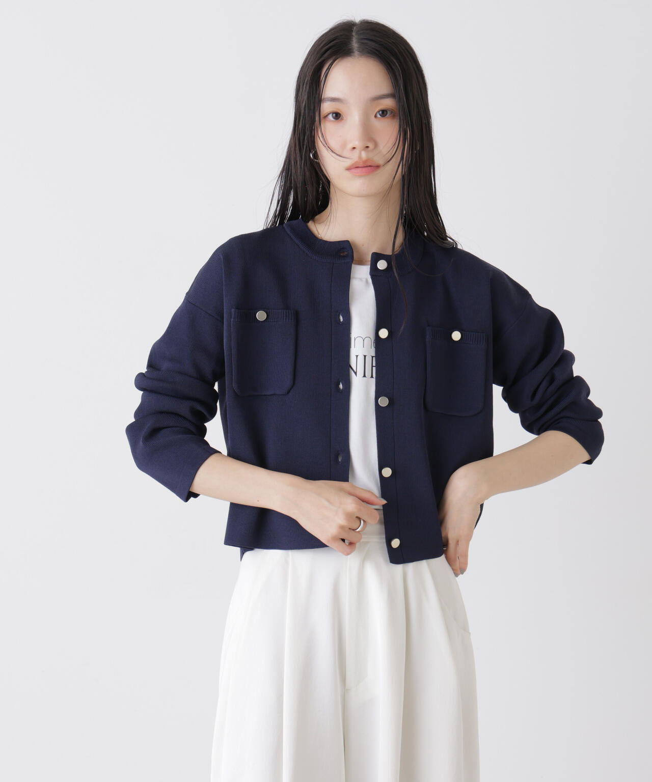 洗濯機洗可UVカット総針ニットカーディガン 6736122307