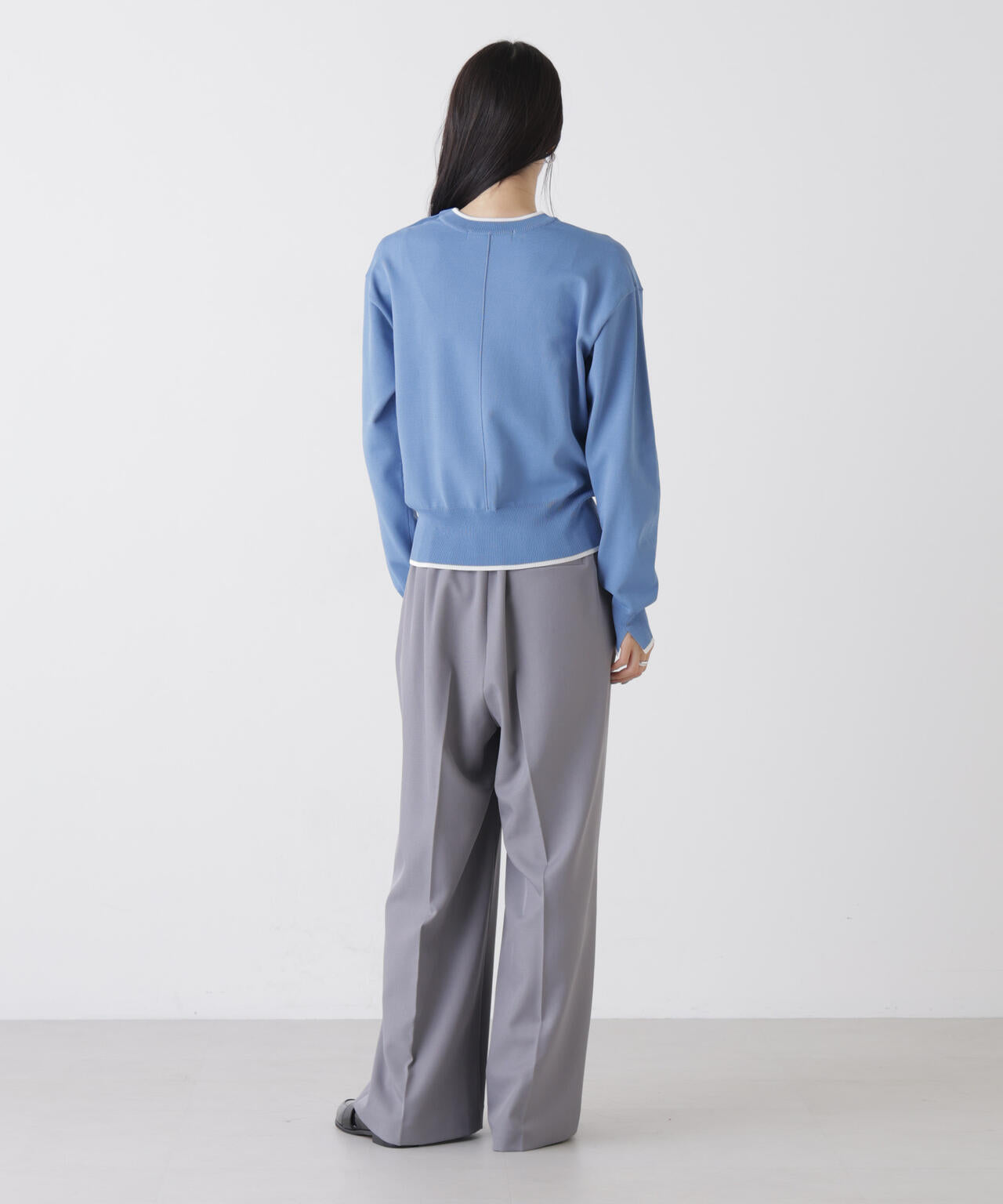 洗濯機洗可UVカットバイカラー釦ディティールニット 6736122308