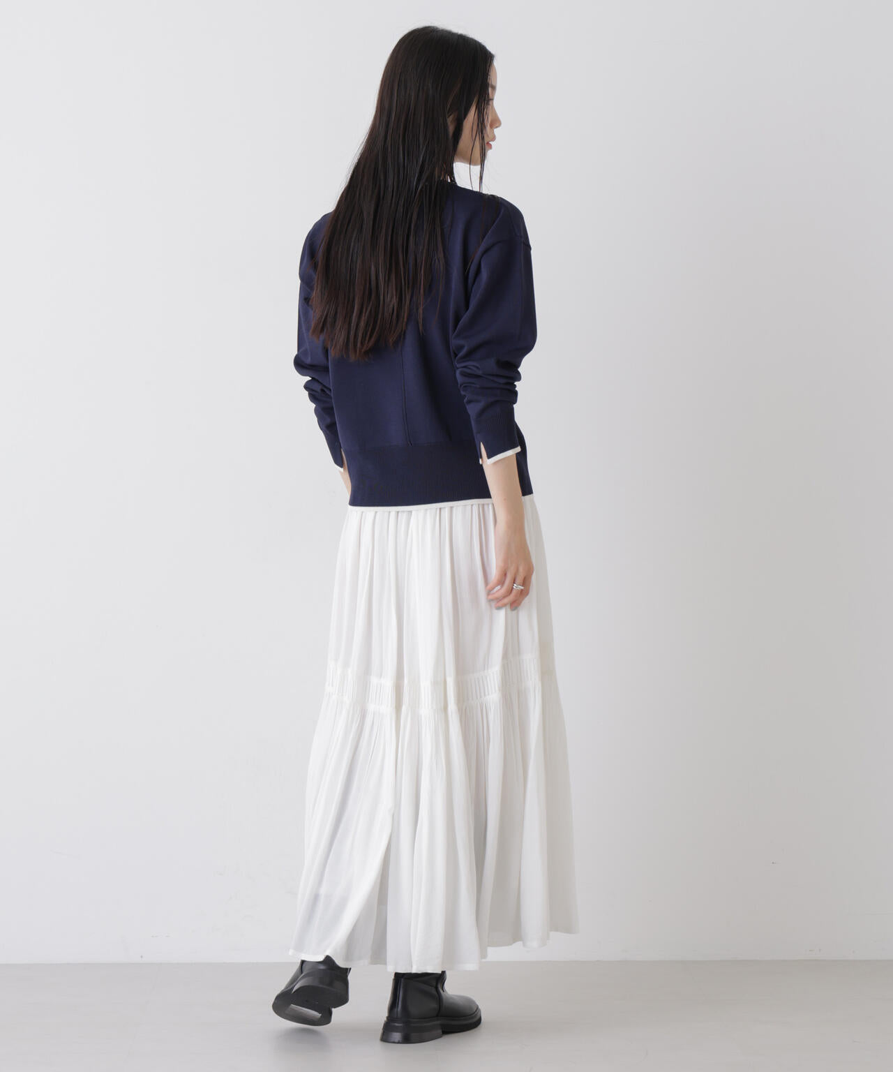 洗濯機洗可UVカットバイカラー釦ディティールニット 6736122308