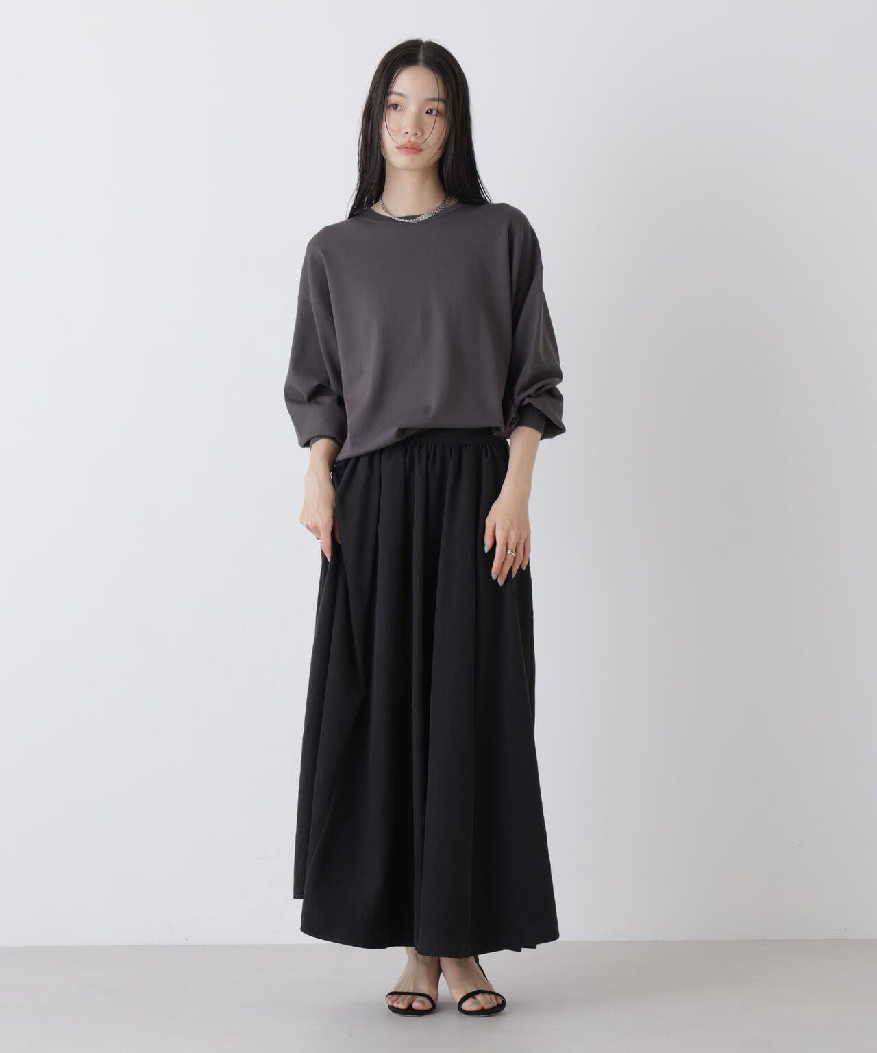 洗濯機洗可バンブーレーヨンニット ワイドクルーネックプルオーバー 6736122309